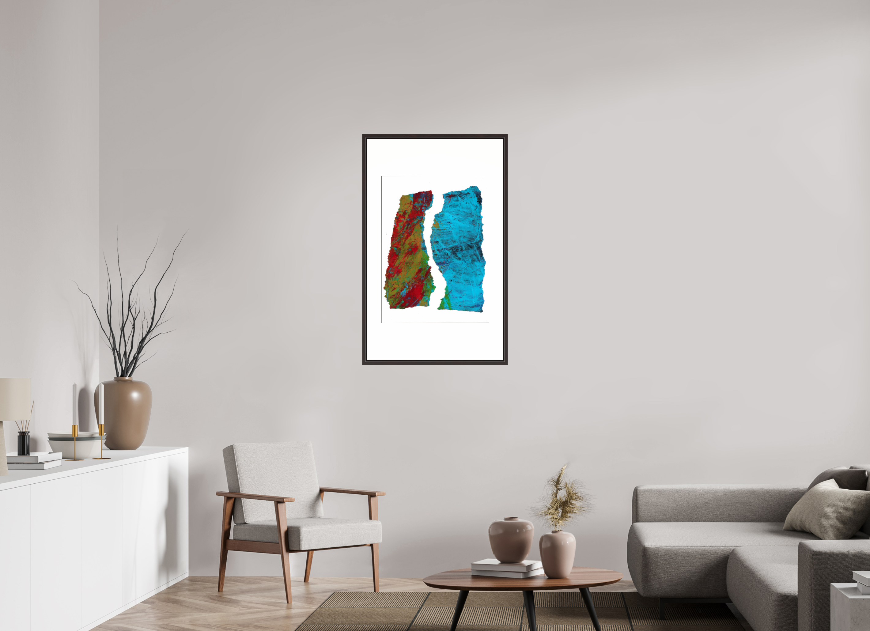 24 x 40″, Floater Frame (Alder Brown) Earth & Water