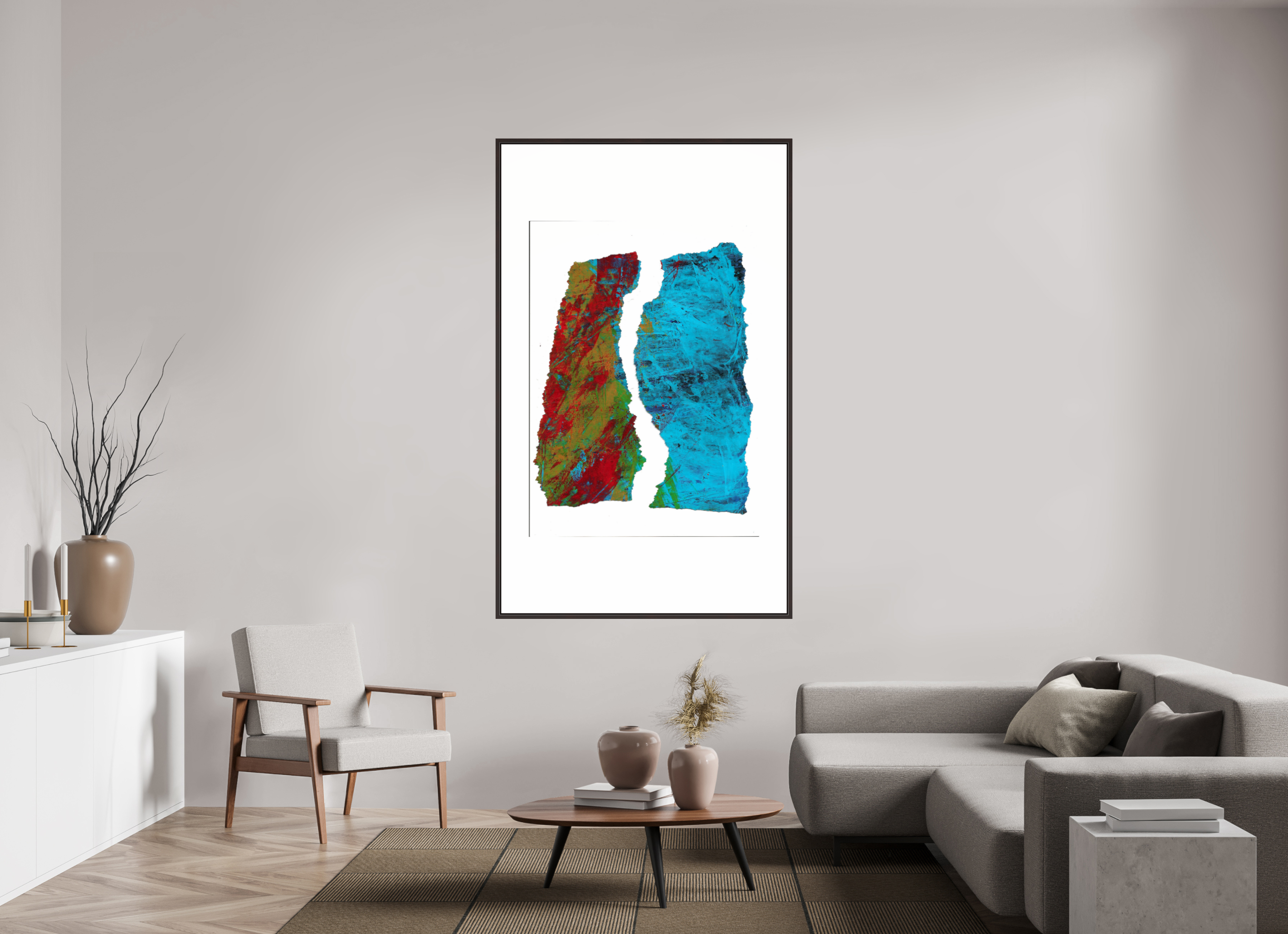 43 x 71.7″, Floater Frame (Alder Brown) Earth & Water