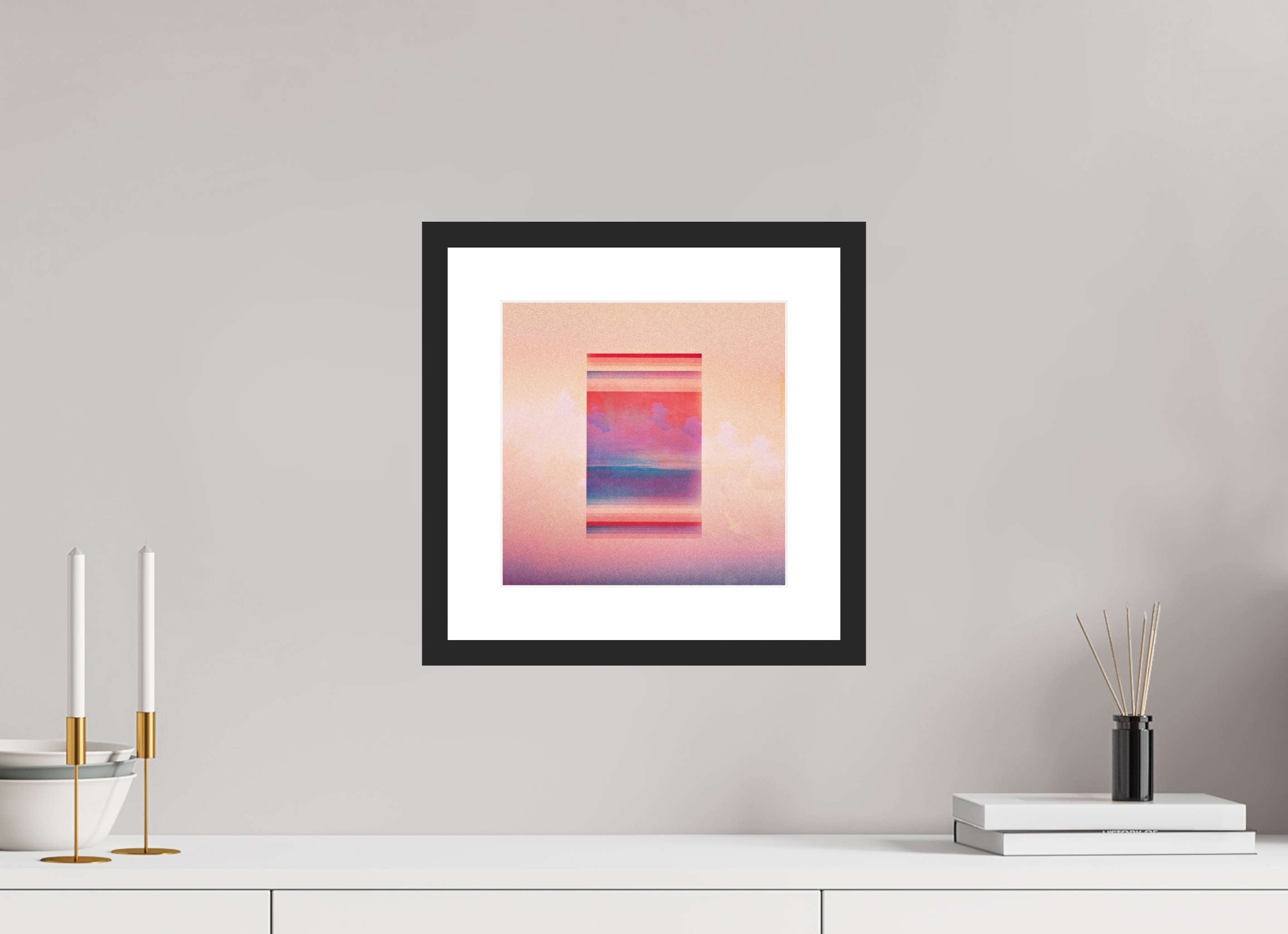 10 x 10″, Framed #1 glass houses