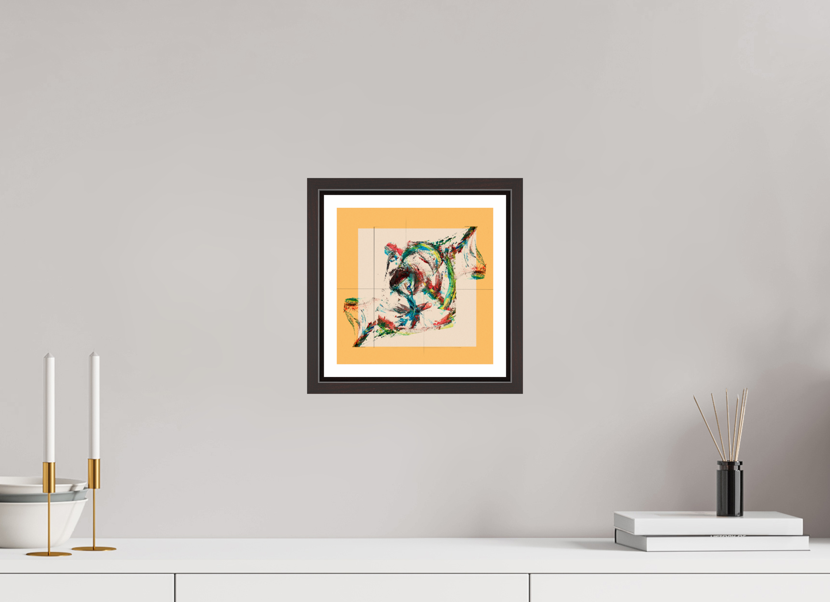 8 x 8″, Floater Frame (Alder Brown) Roses