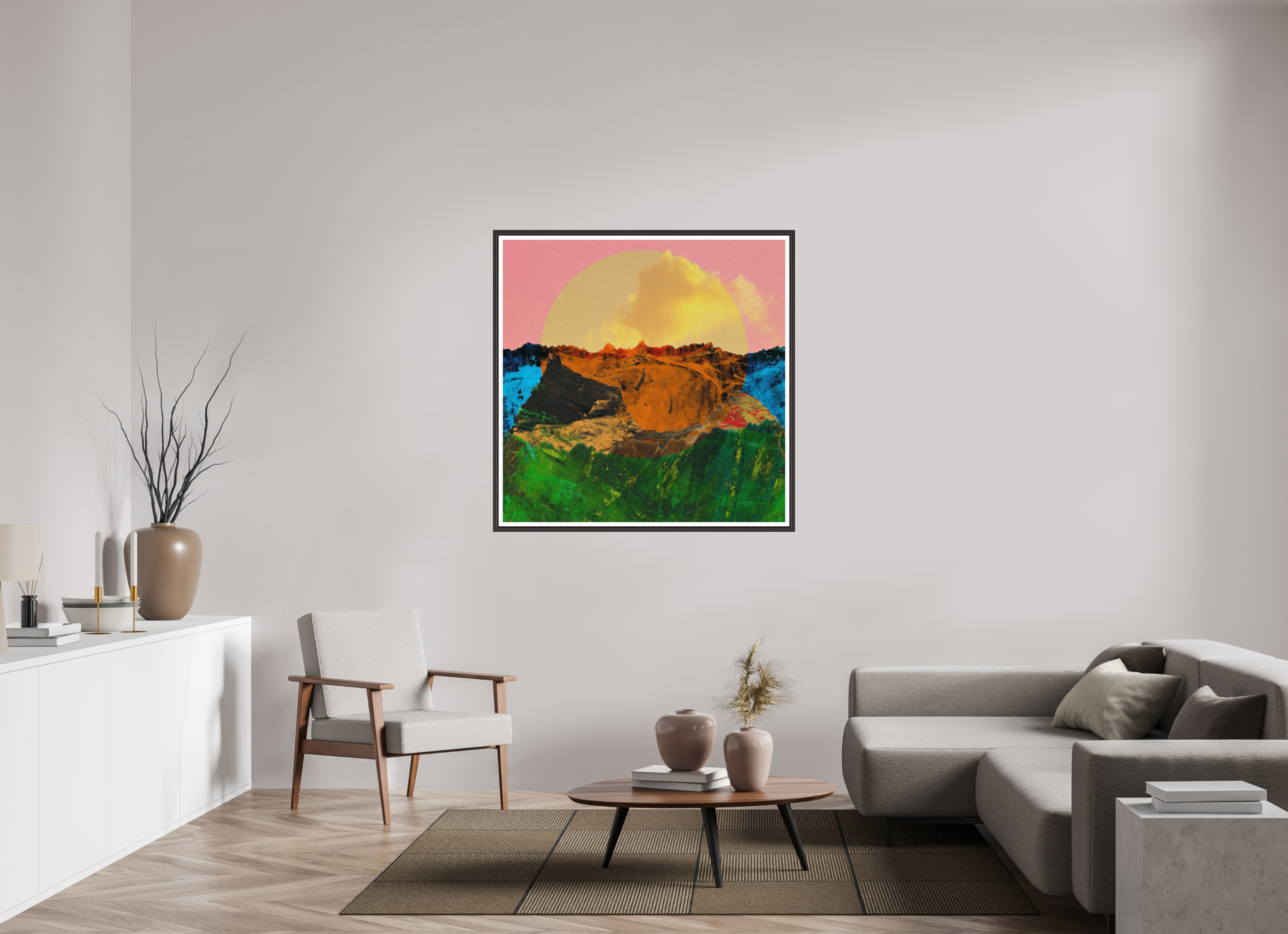 45 x 45″, Floater Frame (Alder Brown) Canyons