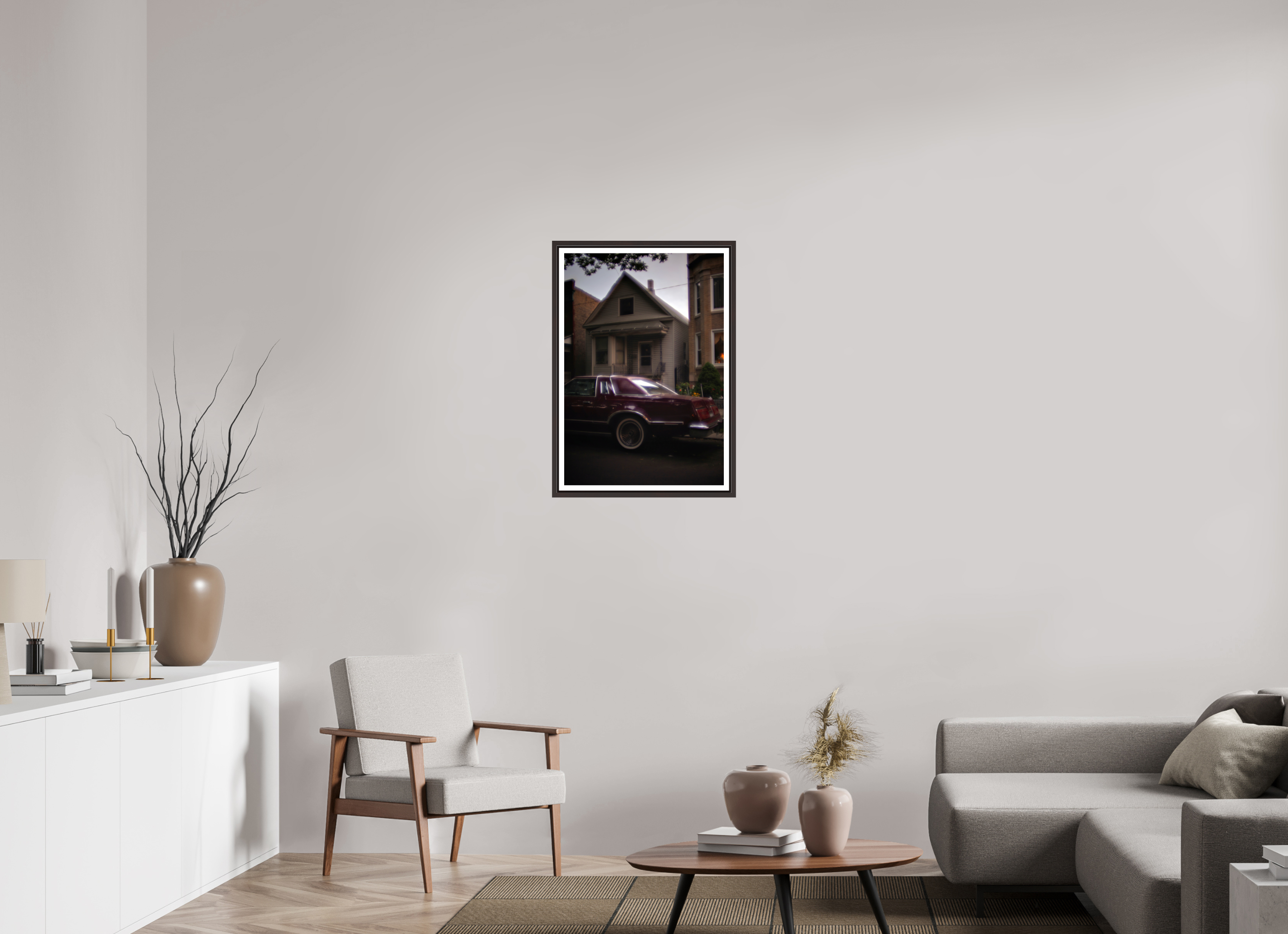 20 x 29.2″, Floater Frame (Alder Brown) 70s Glow