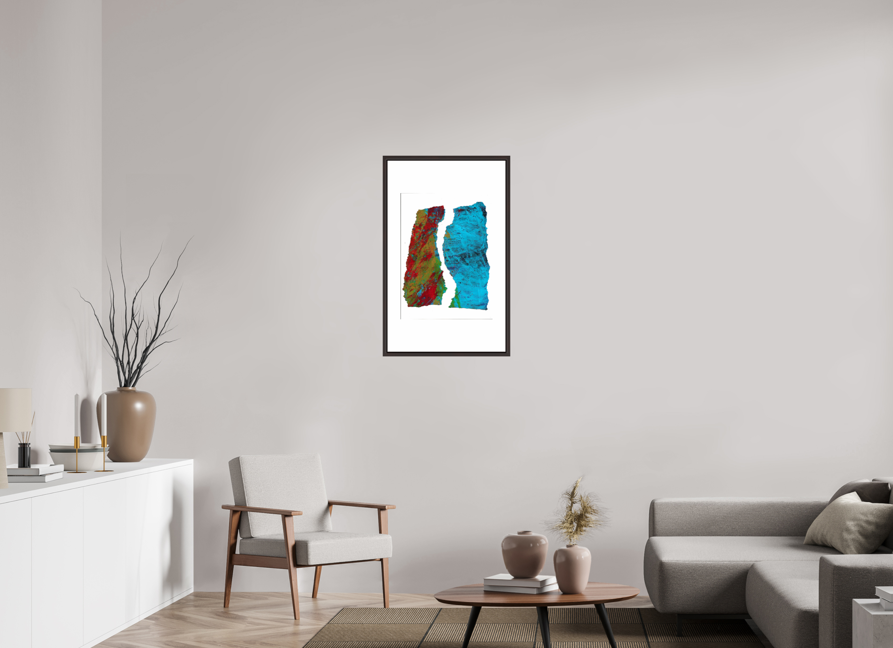 20 x 33.3″, Floater Frame (Alder Brown) Earth & Water