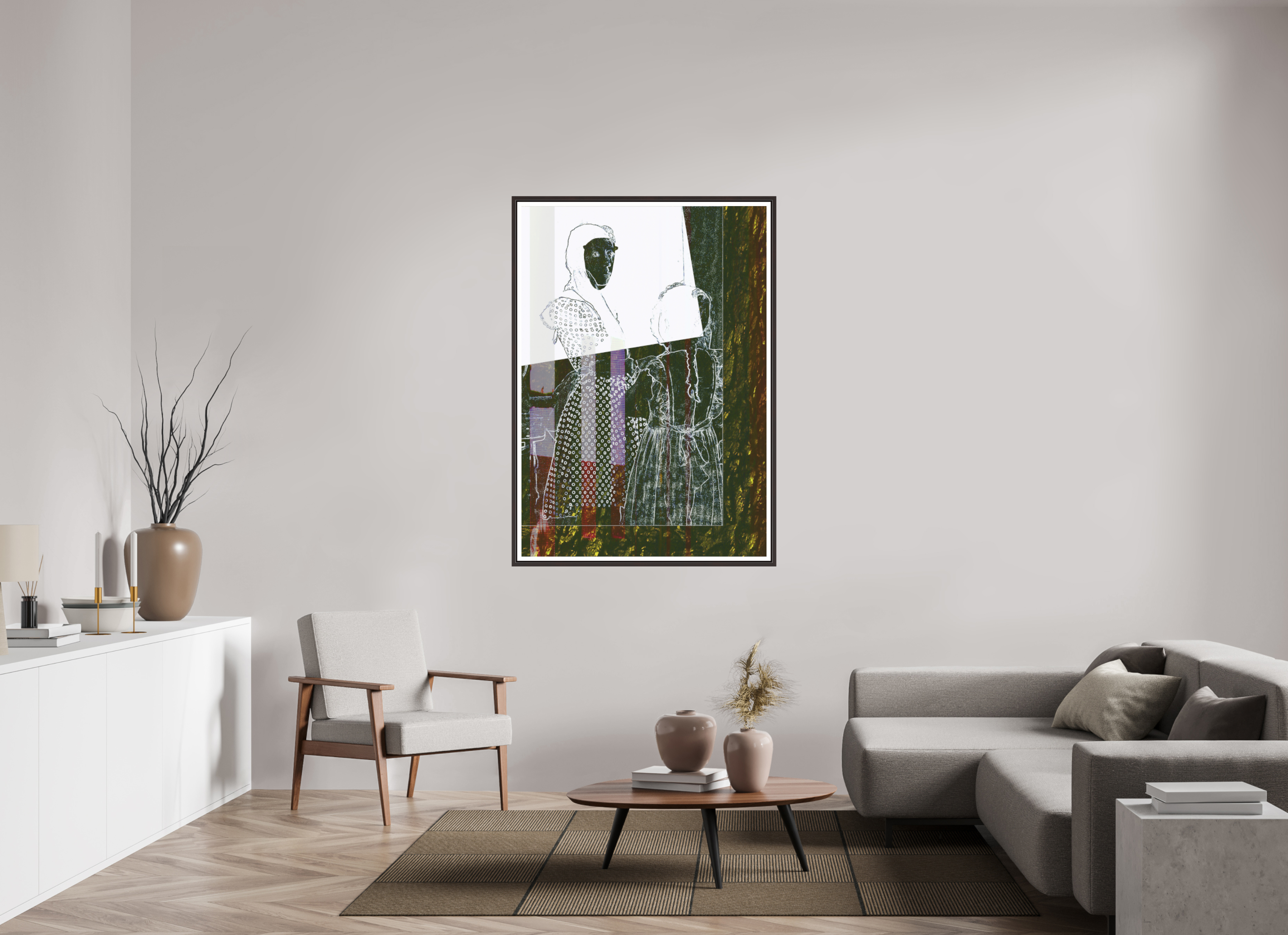 39 x 55.9″, Floater Frame (Alder Brown) Motherly