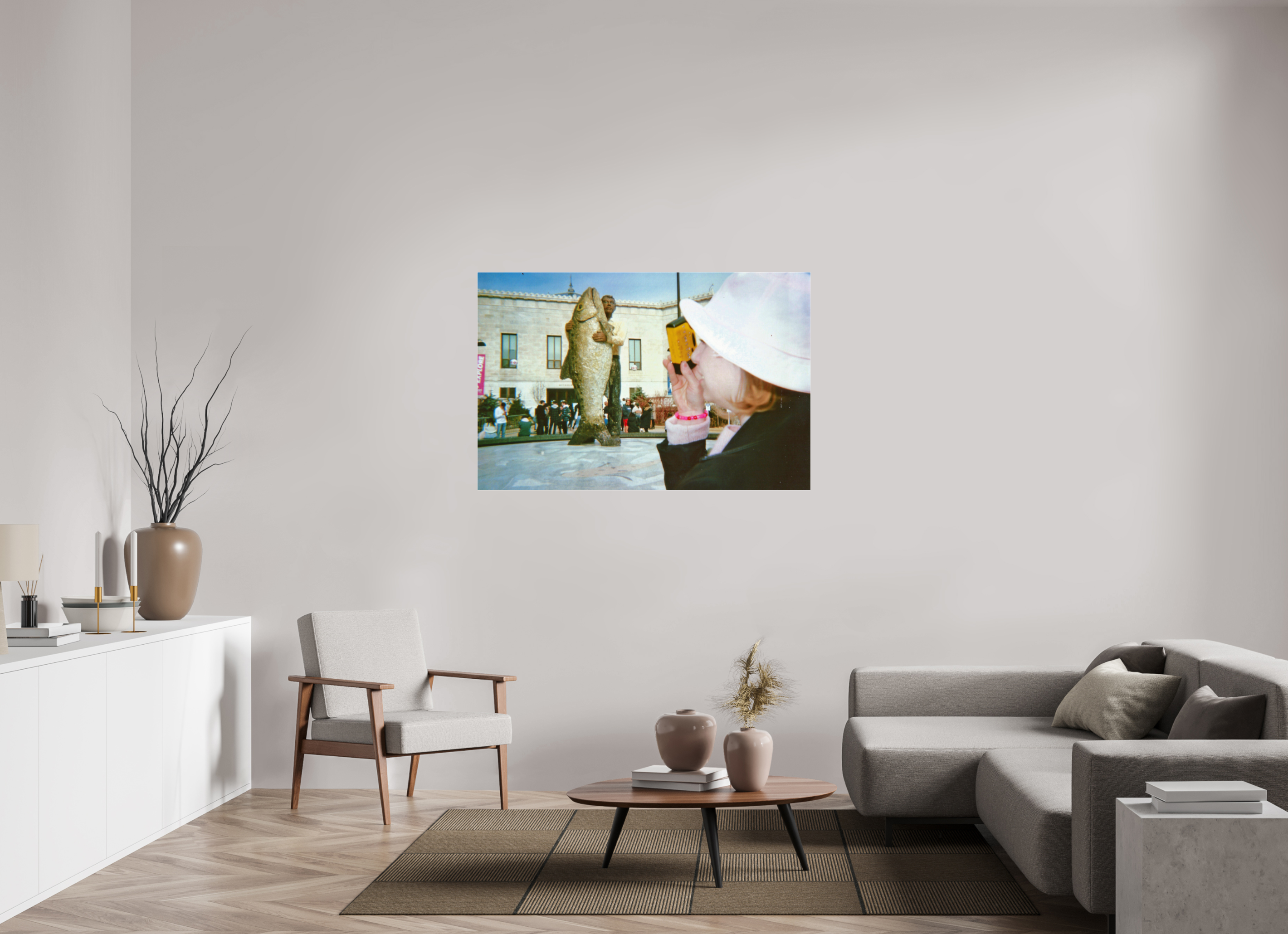 53.5 x 35″, Photo Print Under Acrylic Glass Hello Fish Man