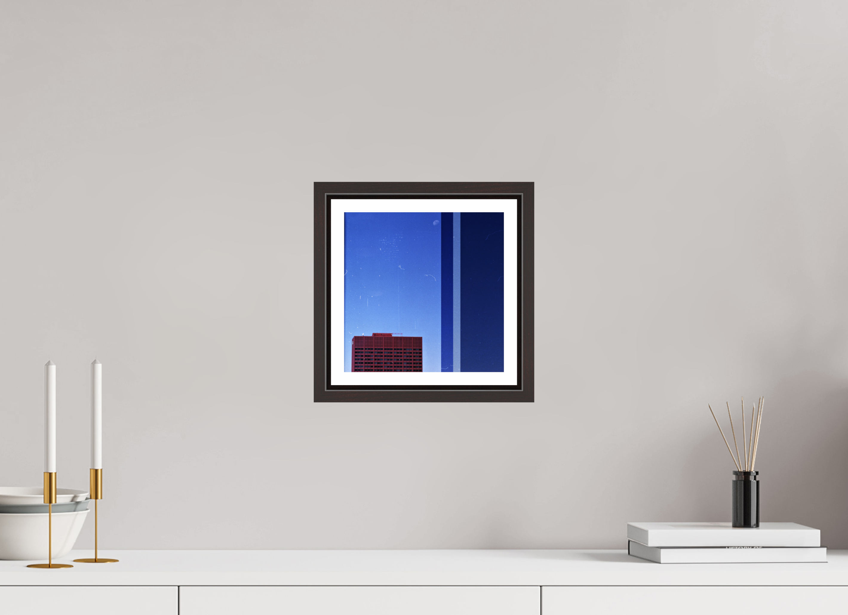 8 x 8″, Floater Frame (Alder Brown) Falling Asleep