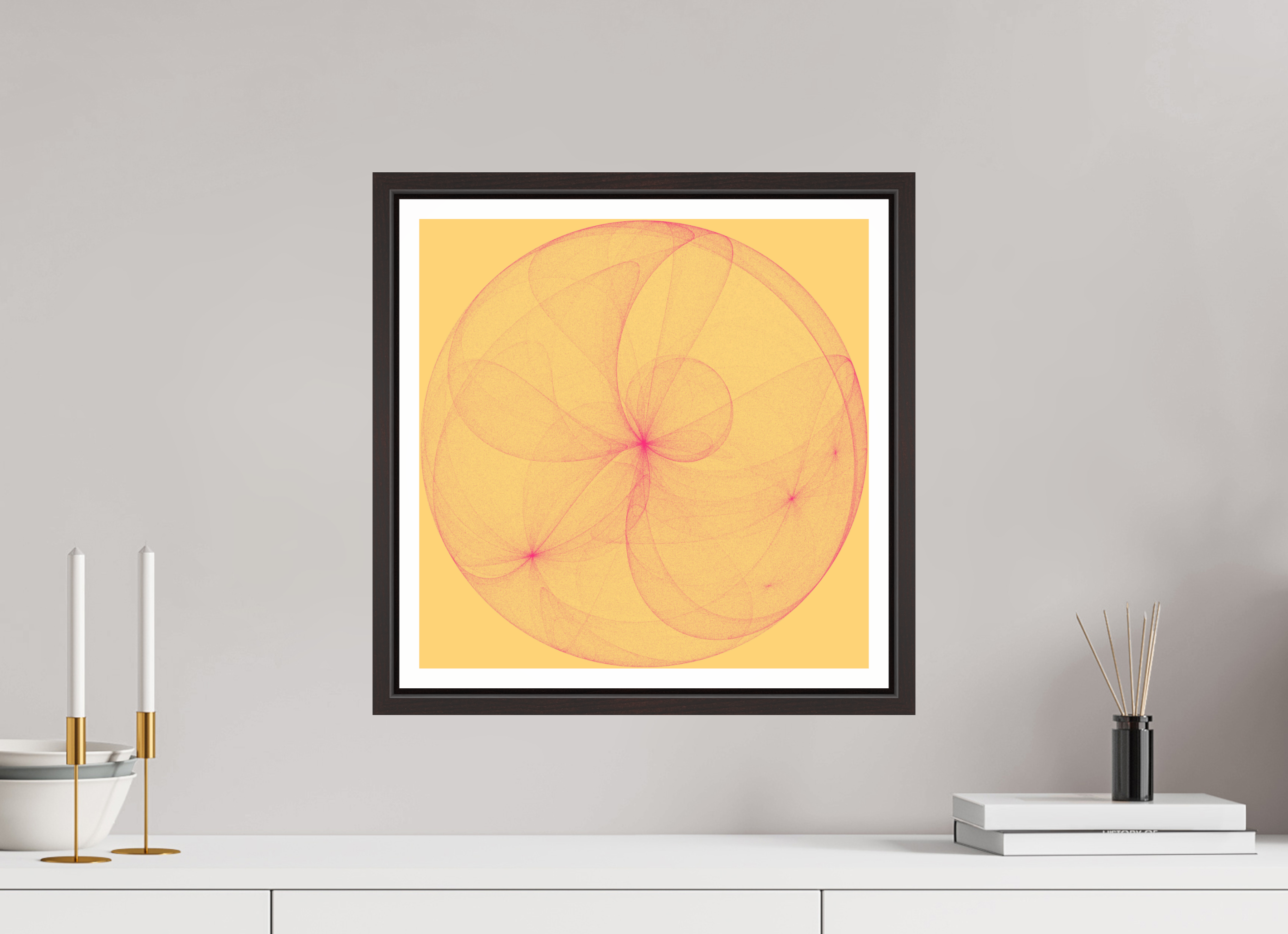 15 x 15″, Floater Frame (Alder Brown) cobweb