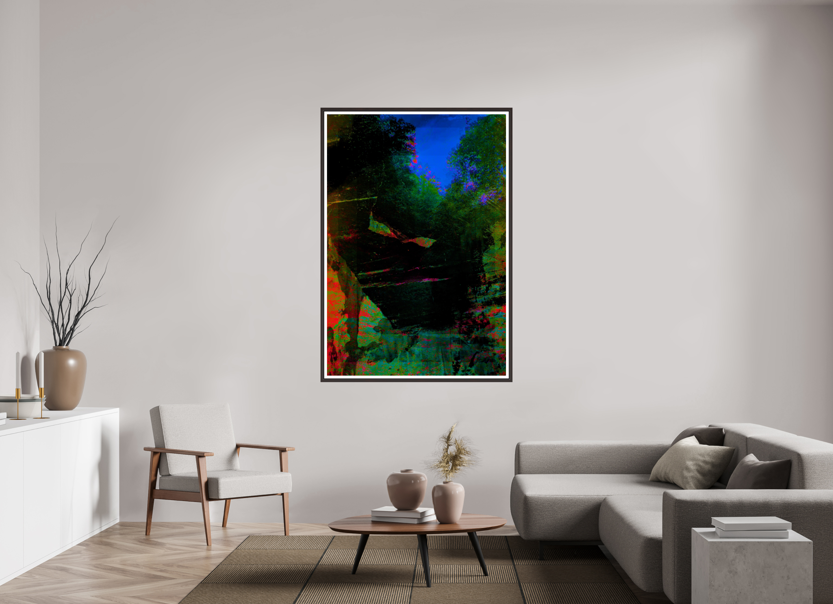 43 x 62.9″, Floater Frame (Alder Brown) greens