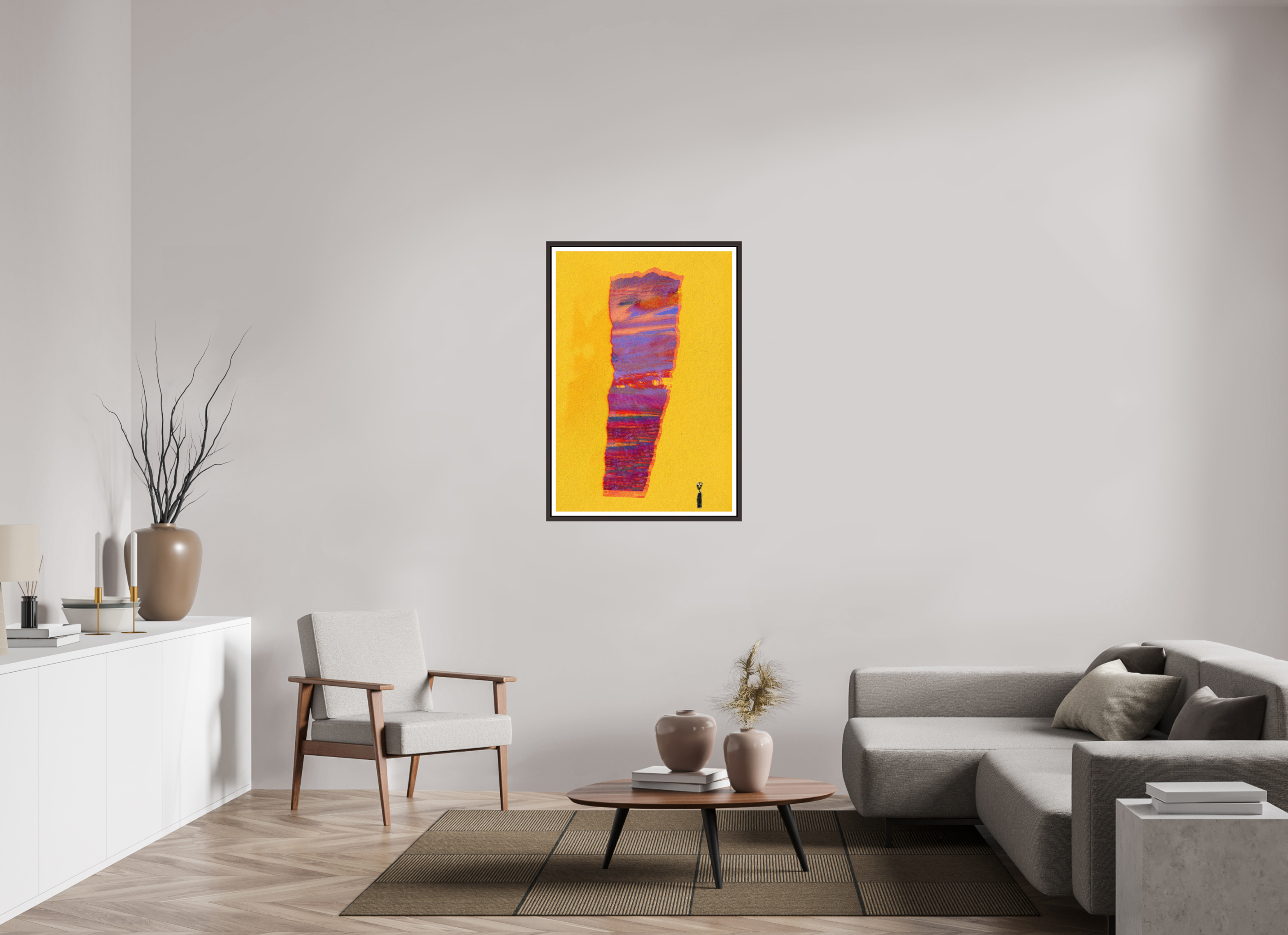 28 x 41.5″, Floater Frame (Alder Brown) Torn