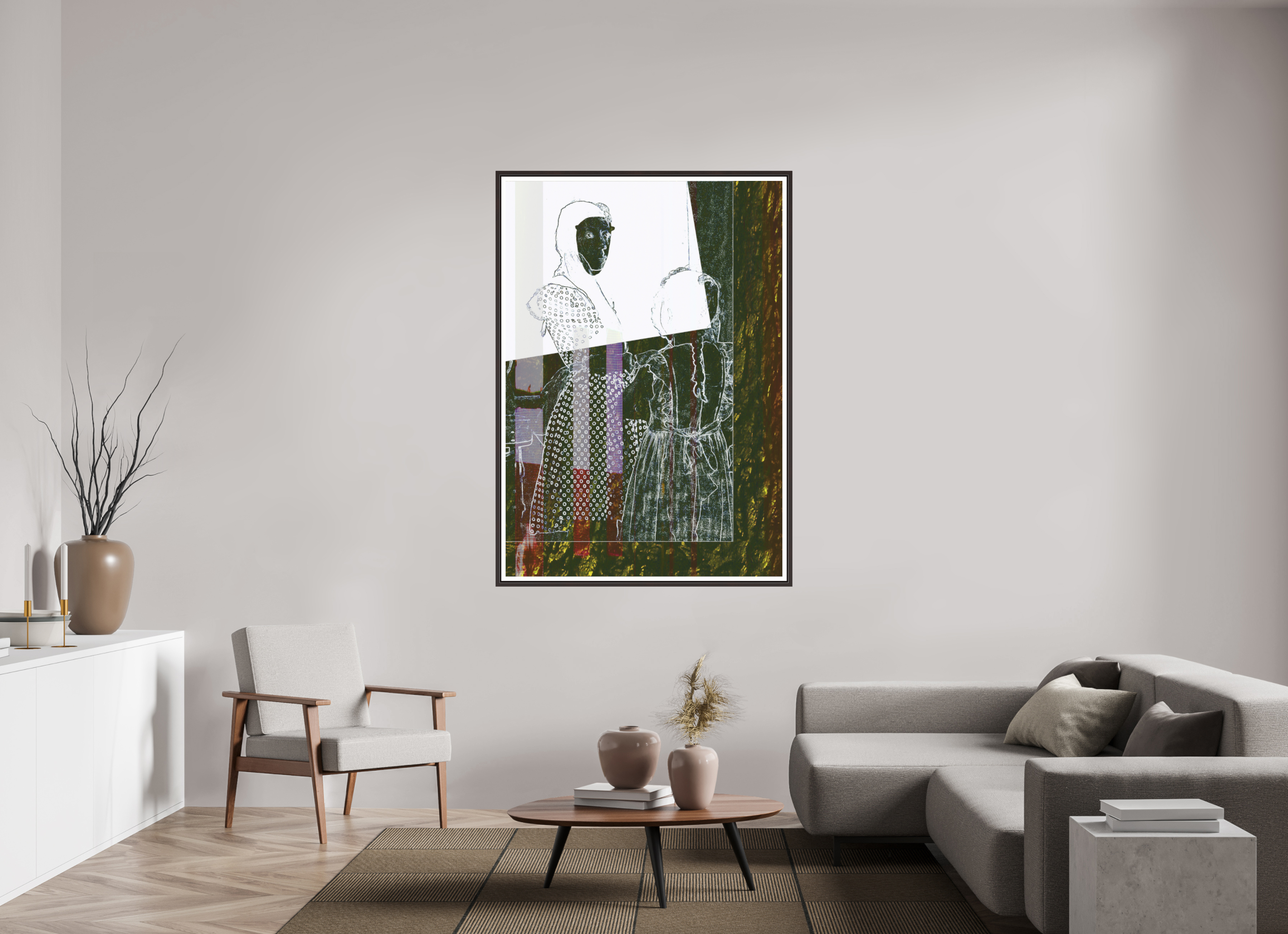 43 x 61.6″, Floater Frame (Alder Brown) Motherly