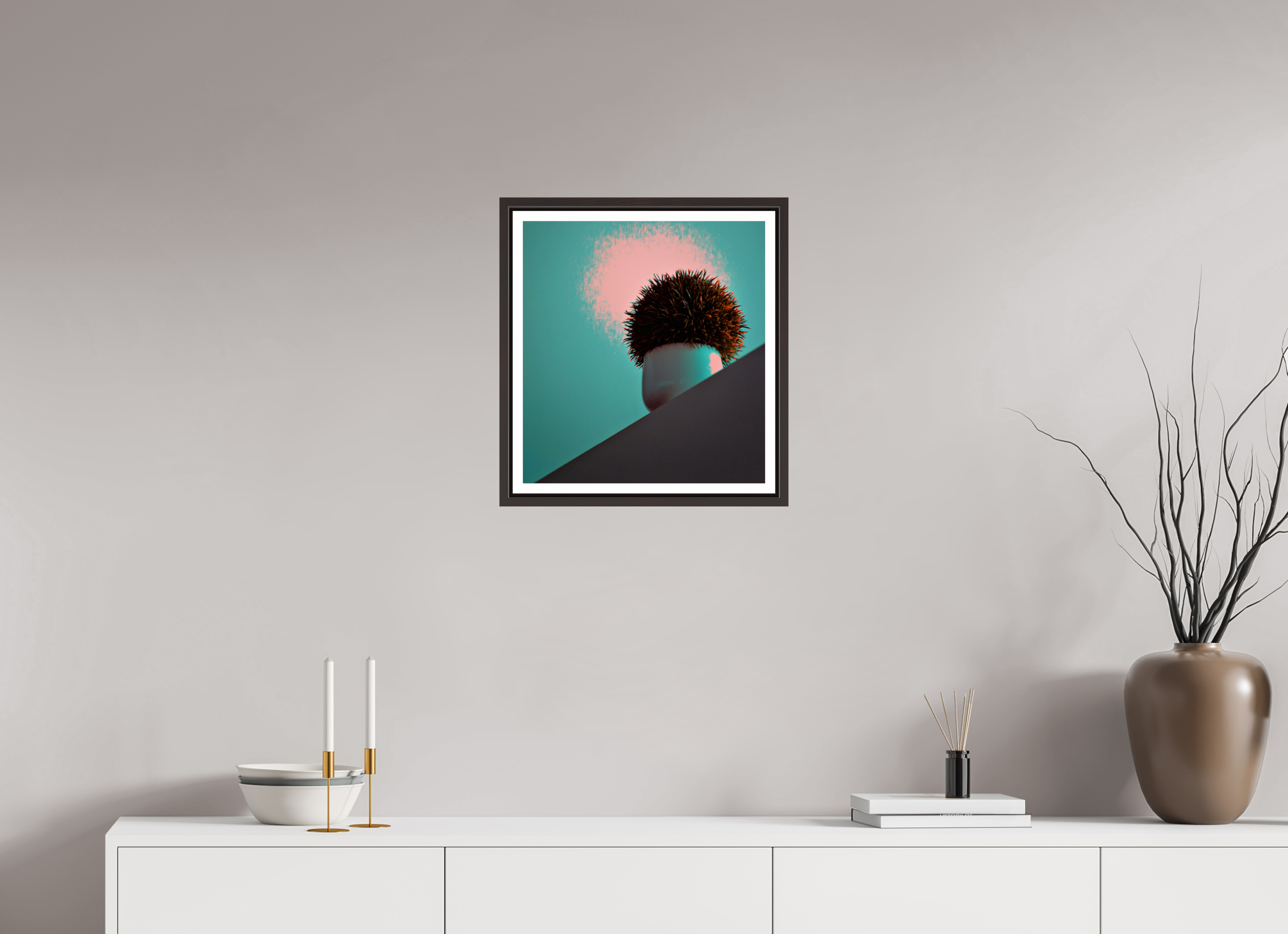 16 x 17.3″, Floater Frame (Alder Brown) Fake Plants