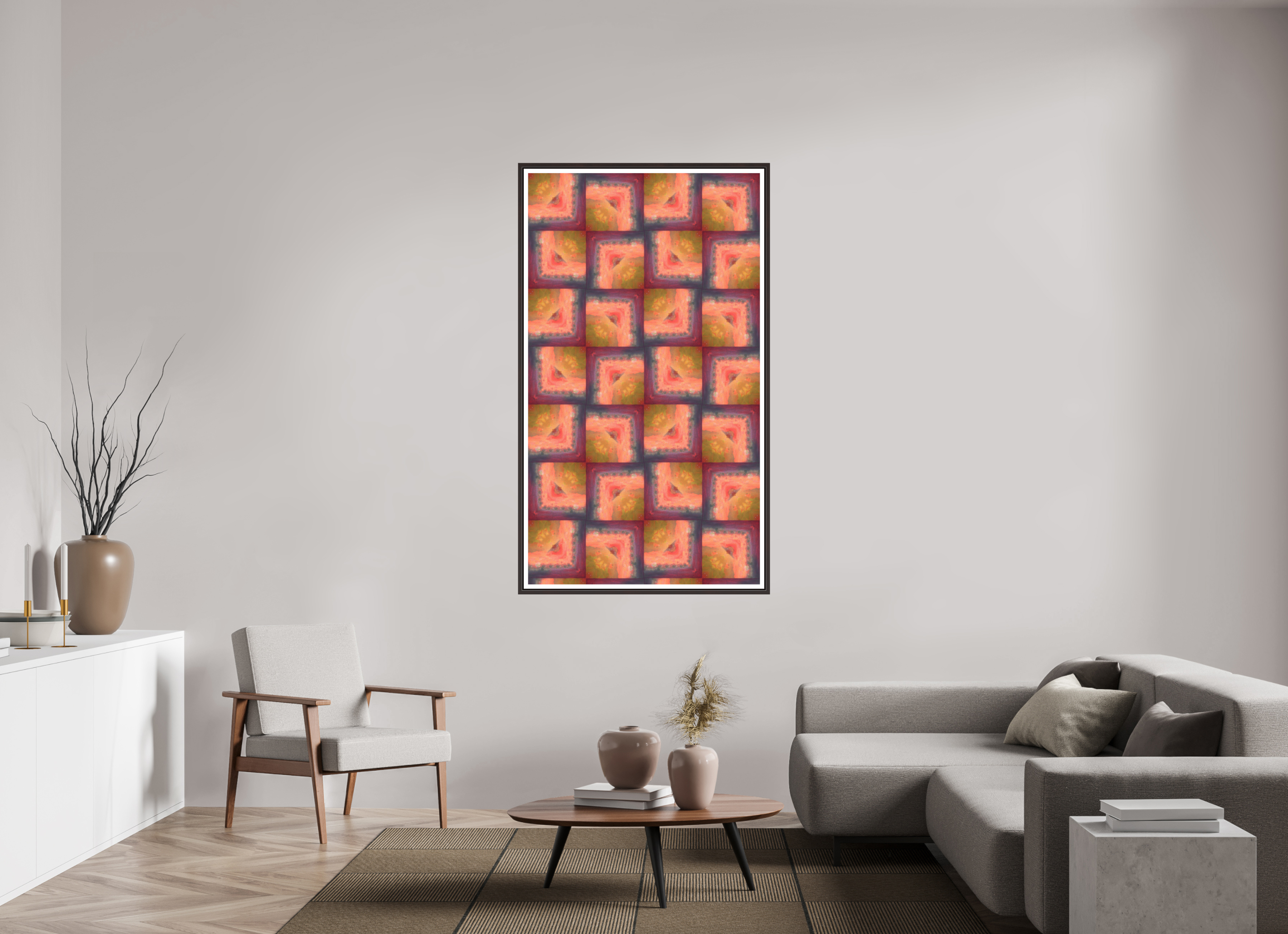 36 x 64″, Floater Frame (Alder Brown) Soft Boring