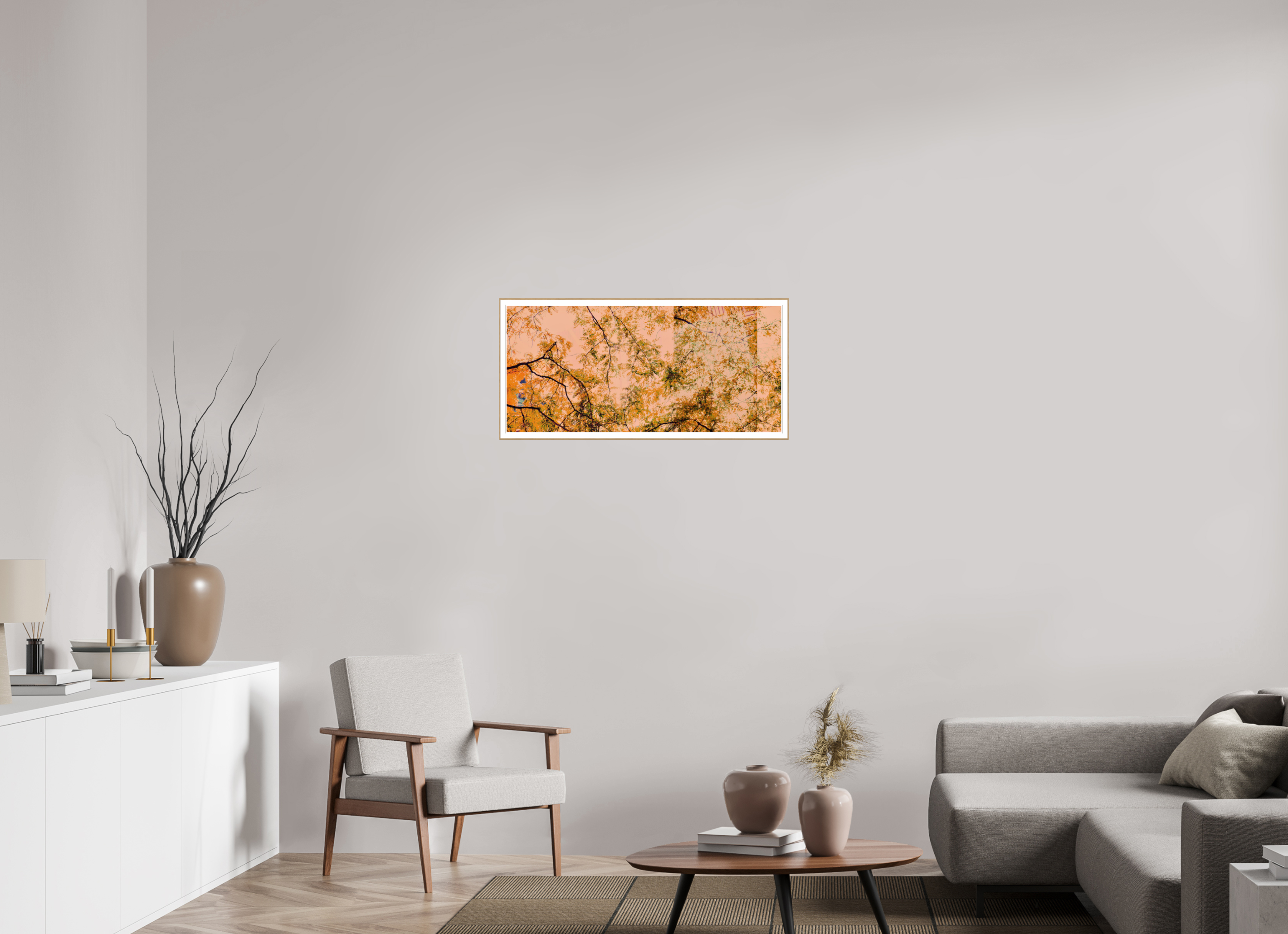 34.8 x 16″, Solid Wood ArtBox (Oak) Cherry Trees