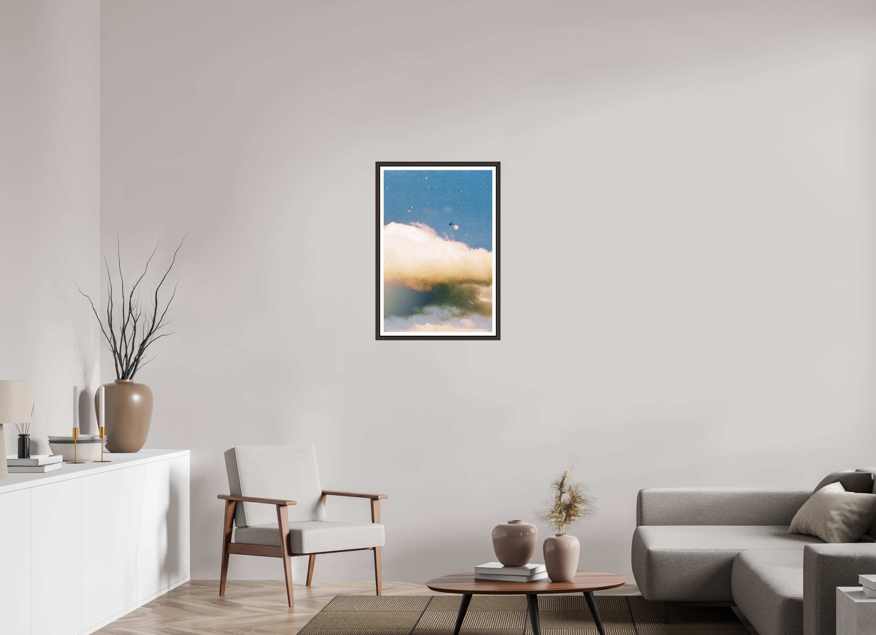 20 x 30″, Floater Frame (Alder Brown) Flying