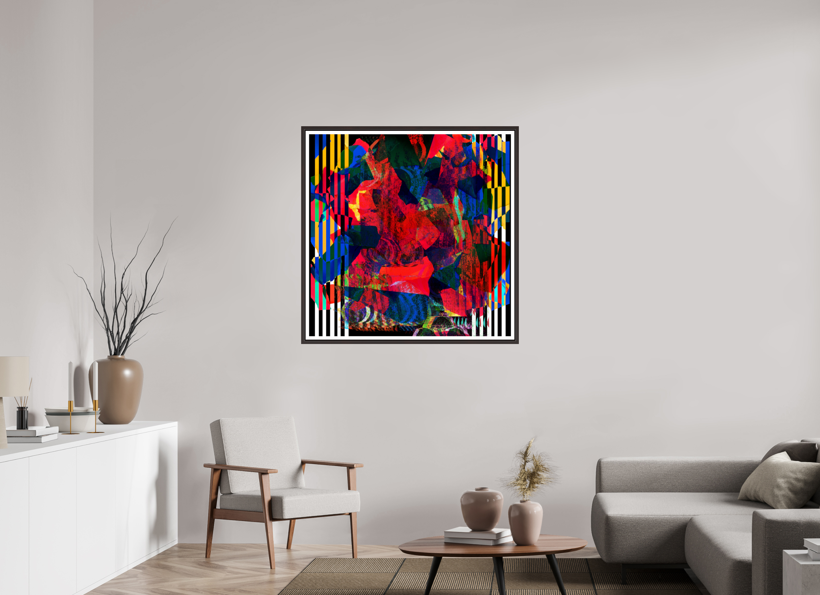 40 x 40″, Floater Frame (Alder Brown) Blooms