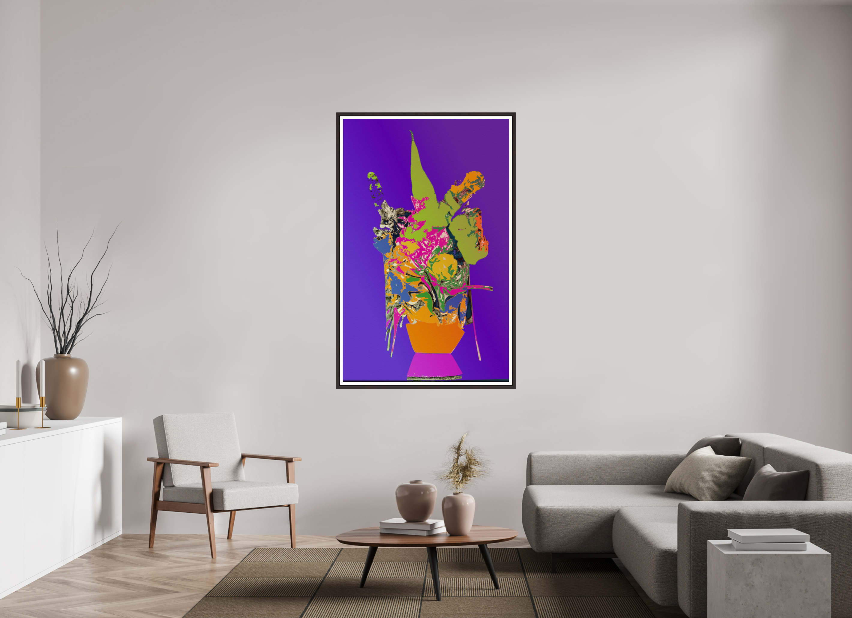 39 x 61.9″, Floater Frame (Alder Brown) Pop Vase 1
