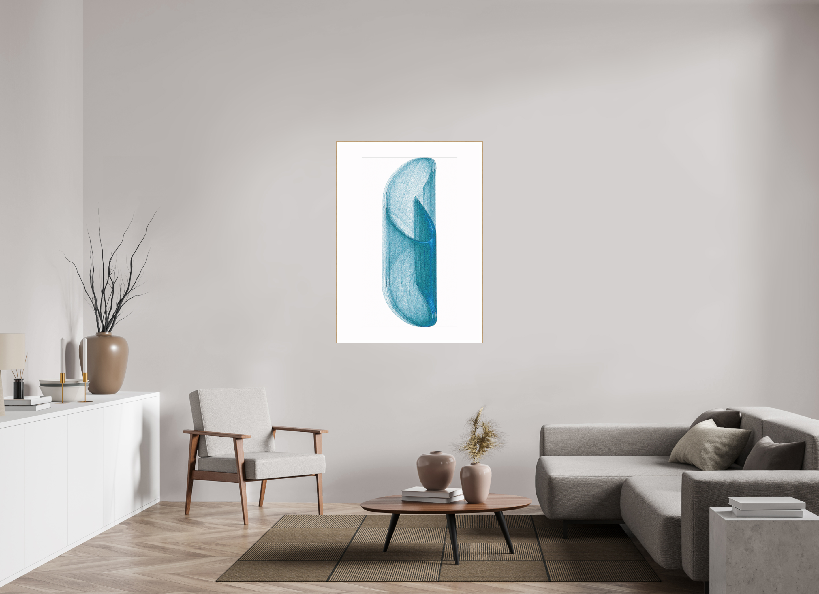 35 x 49″, Solid Wood ArtBox (Oak) Brutal Blue