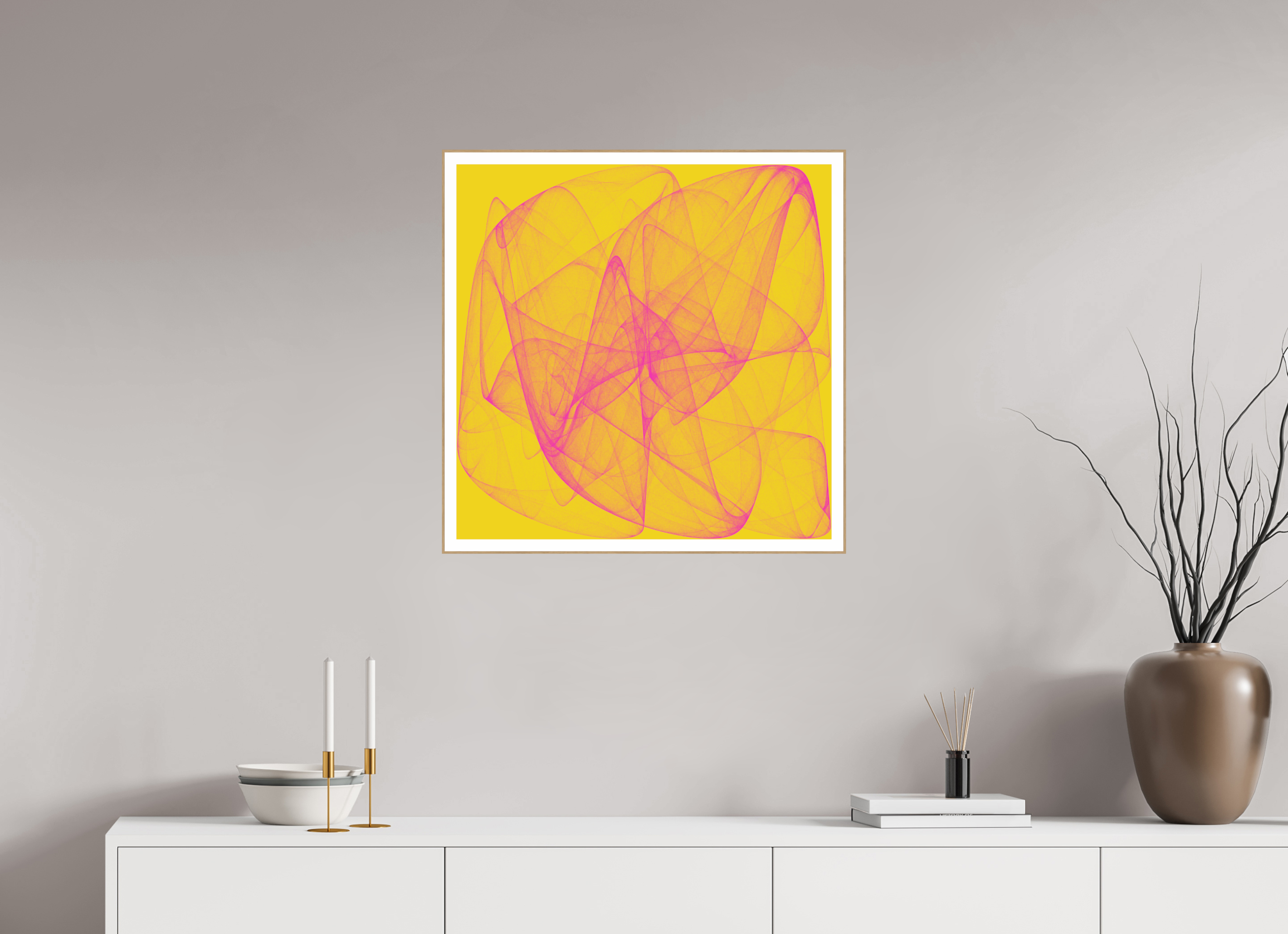 25 x 25″, Solid Wood ArtBox (Oak) Yellow Stuff