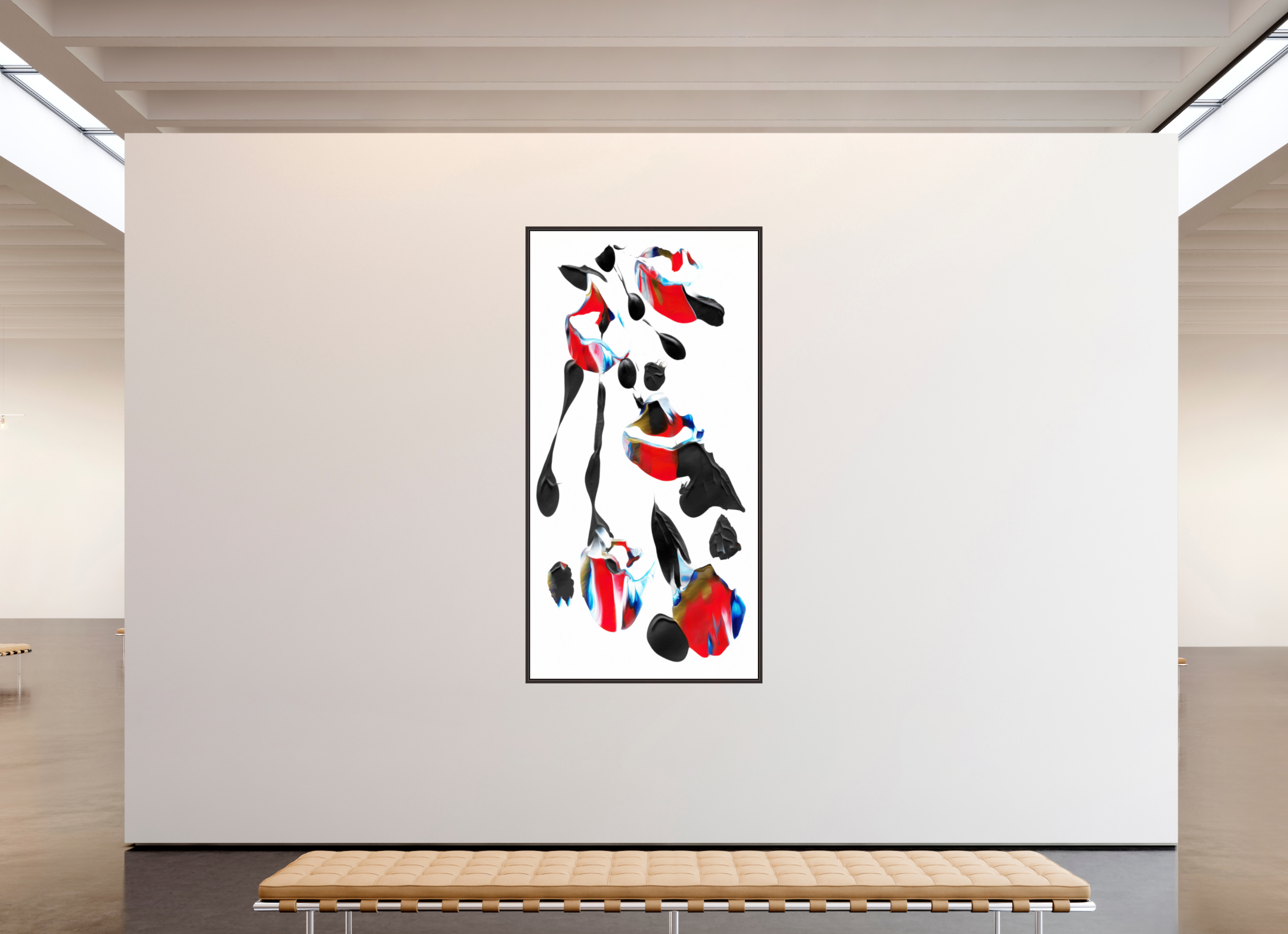 43 x 86″, Floater Frame (Alder Brown) liquified bouquet