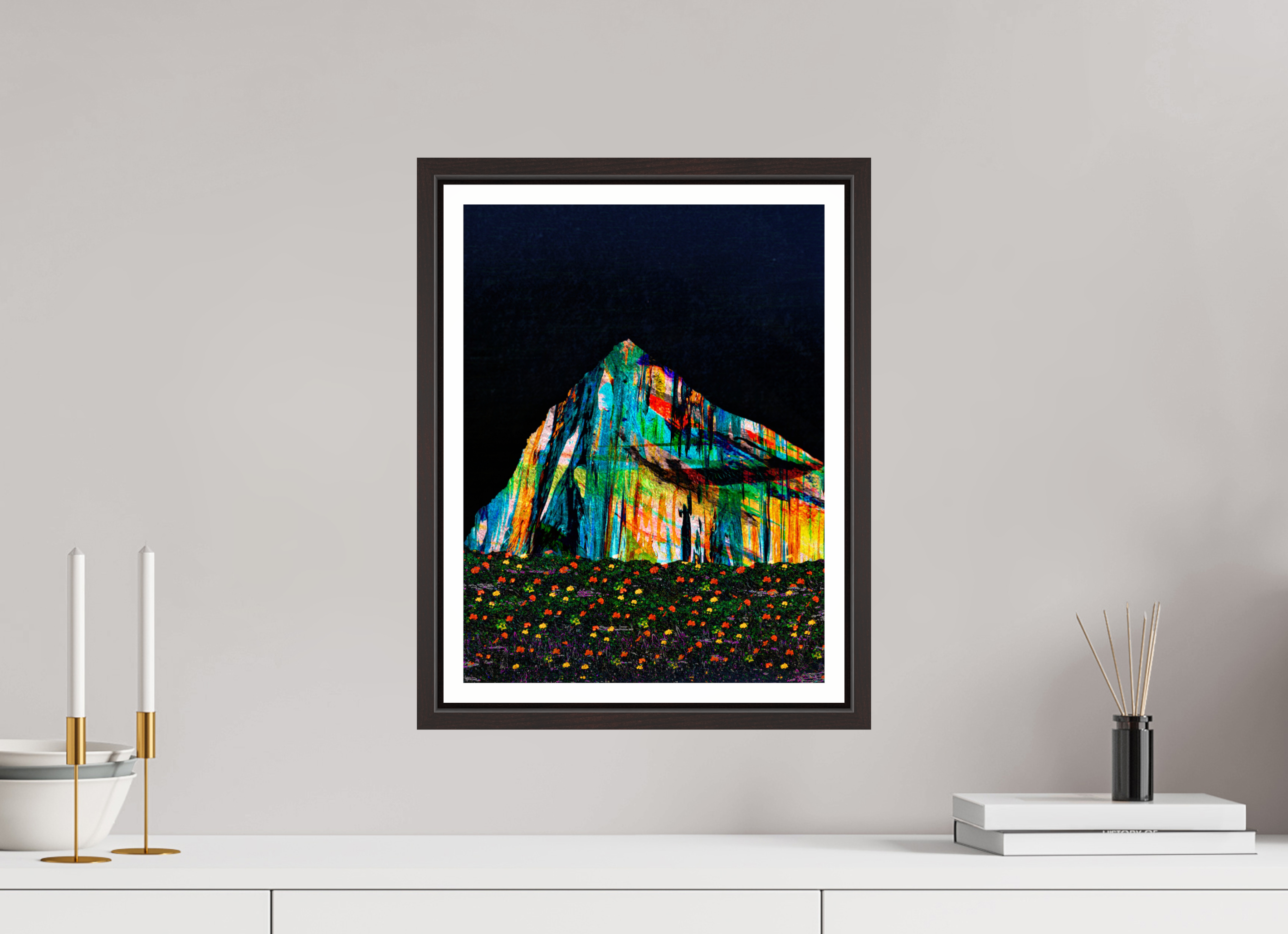 12 x 16″, Floater Frame (Alder Brown) flr mountain