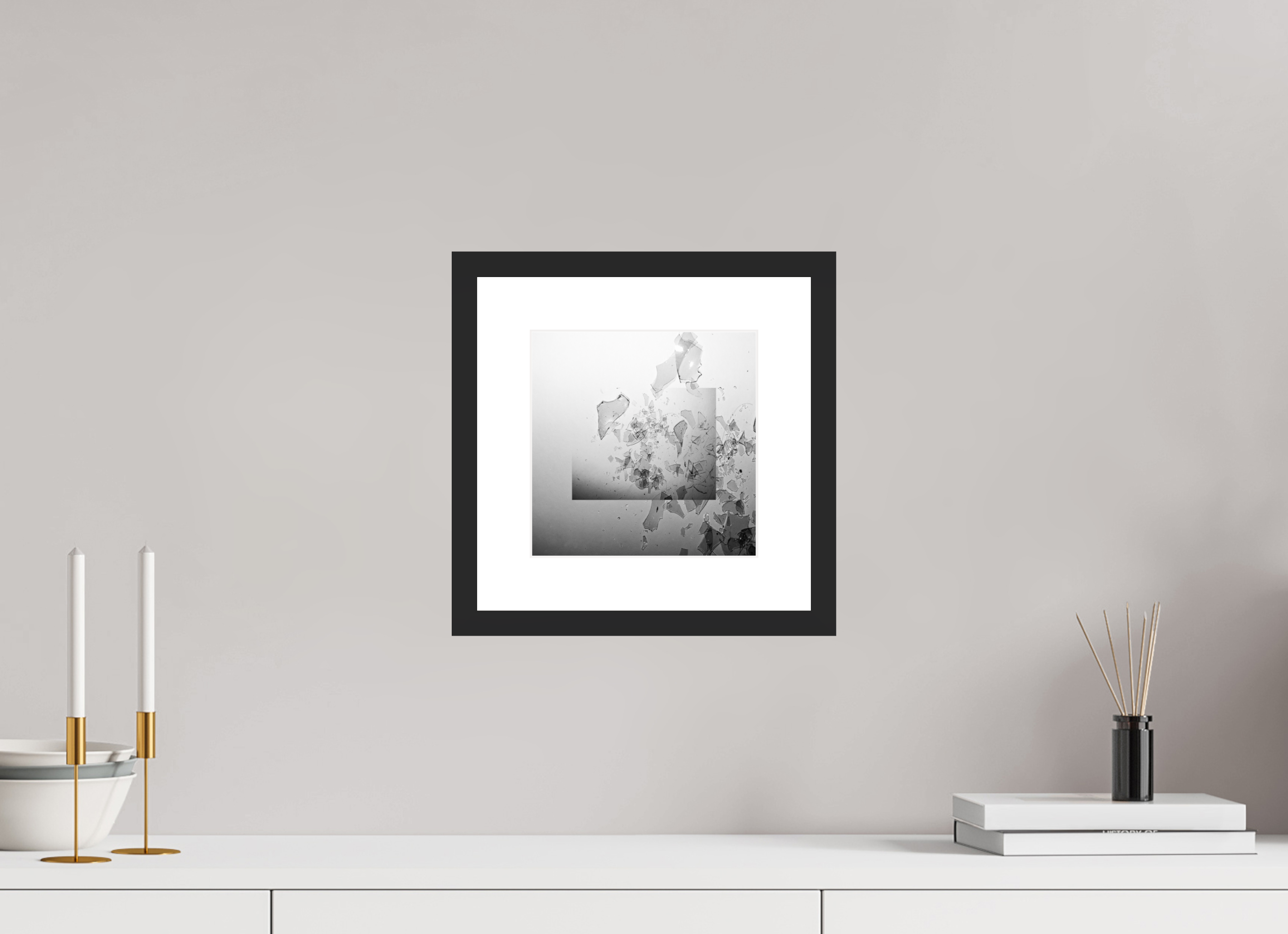 8 x 8″, Fuji Crystal Archive Print Framed (Black) Glass Houses
