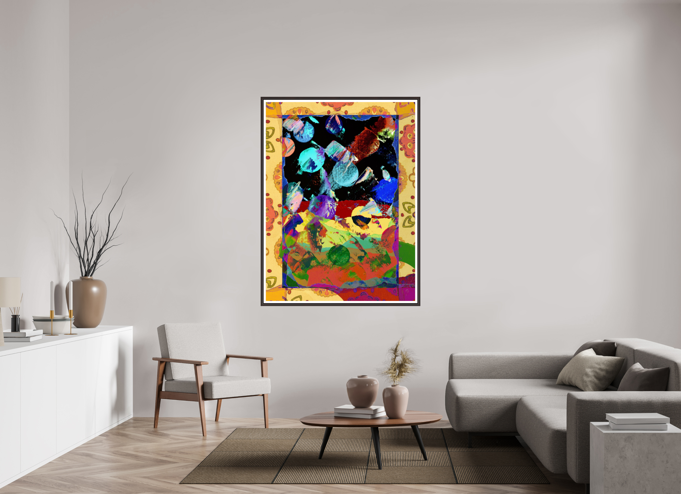 45 x 60″, Floater Frame (Alder Brown) space paper