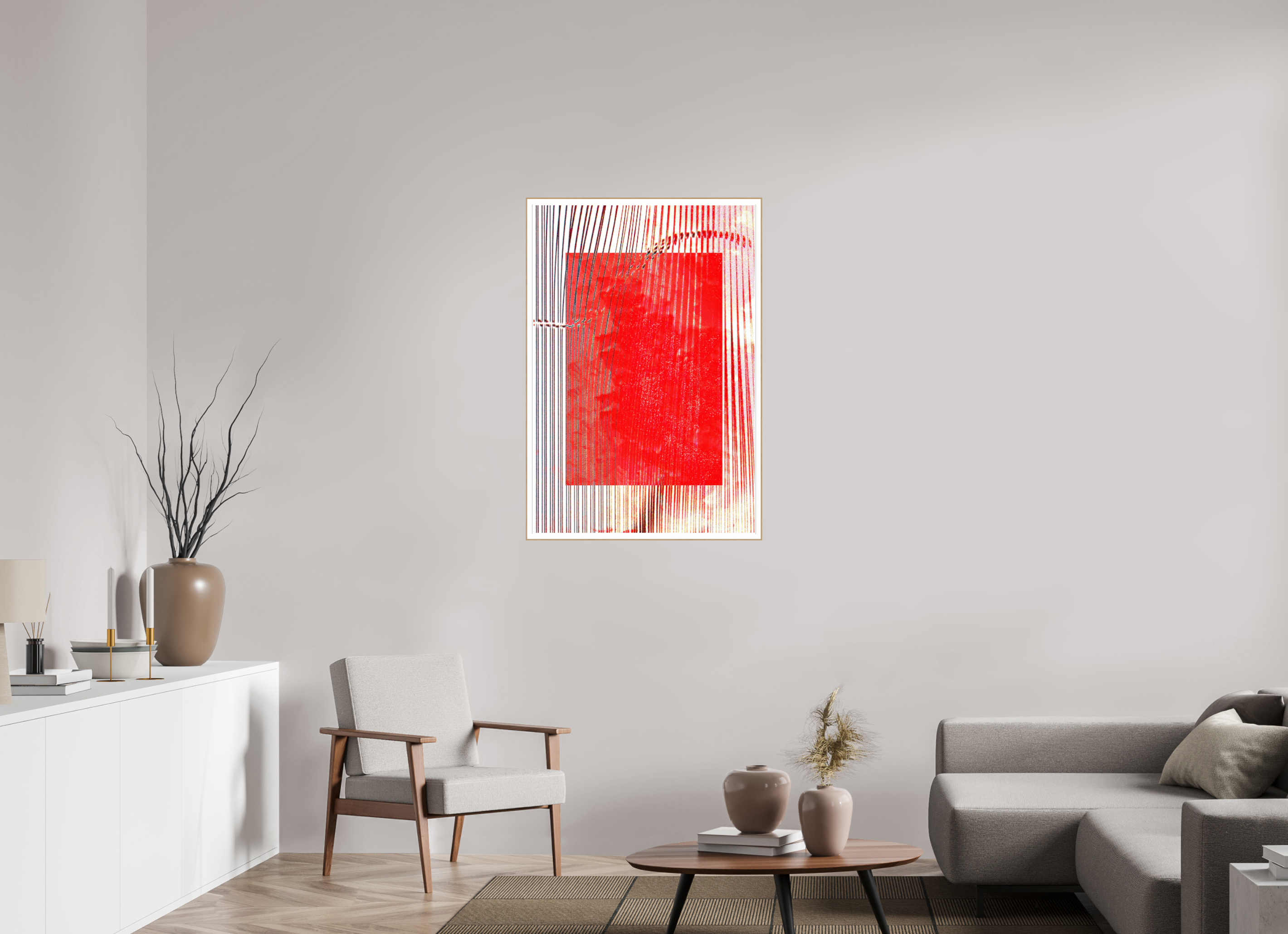 28 x 41.5″, Solid Wood ArtBox (Oak) Red Waves