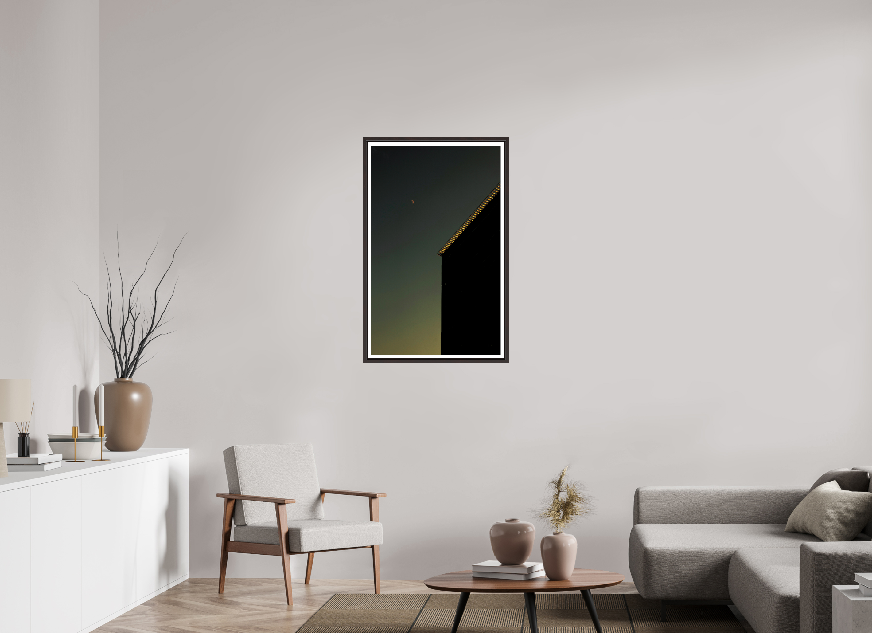24 x 38.9″, Floater Frame (Alder Brown) Sweet Moon