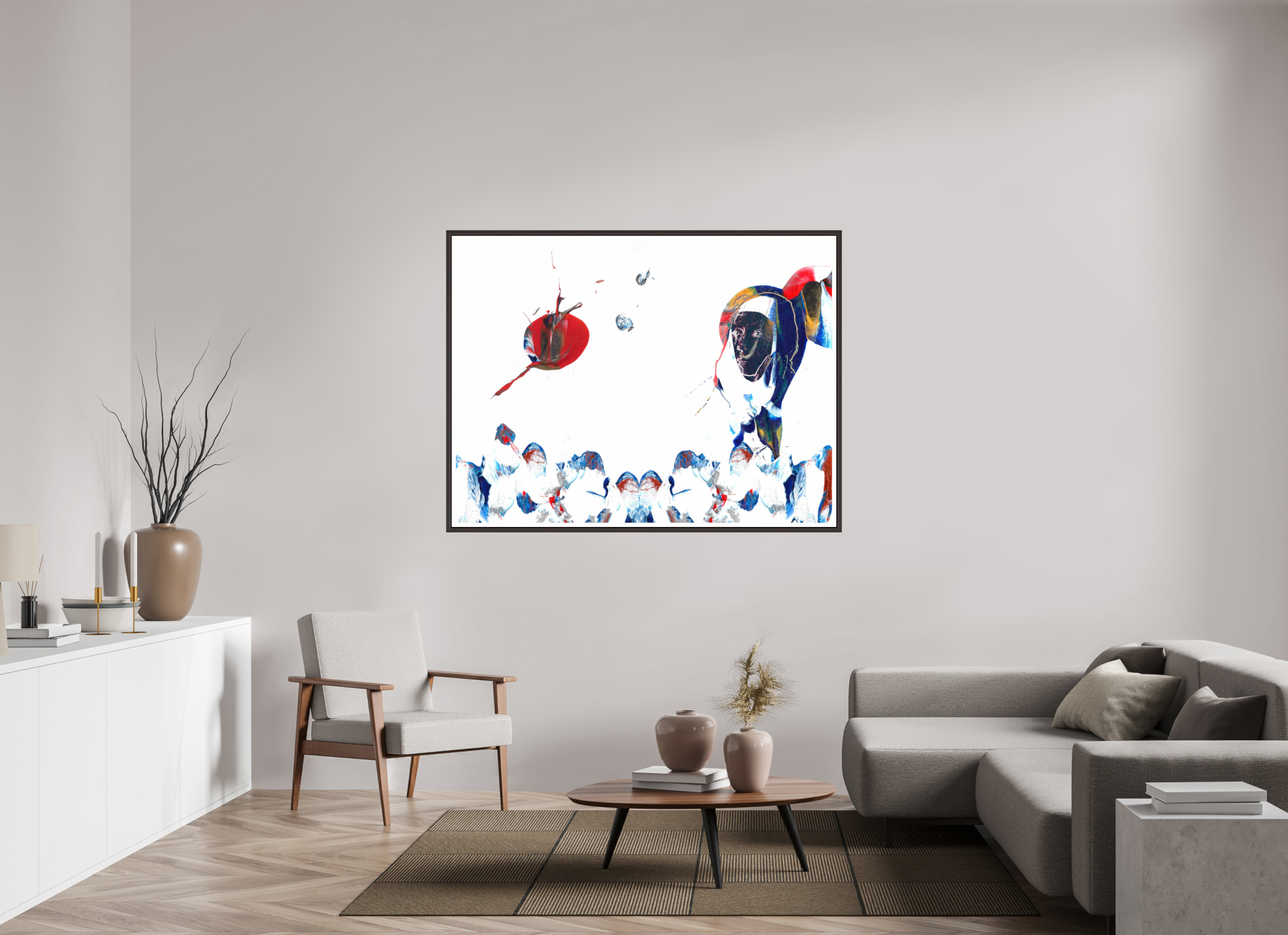 60 x 45″, Floater Frame (Alder Brown) Her View Of The World