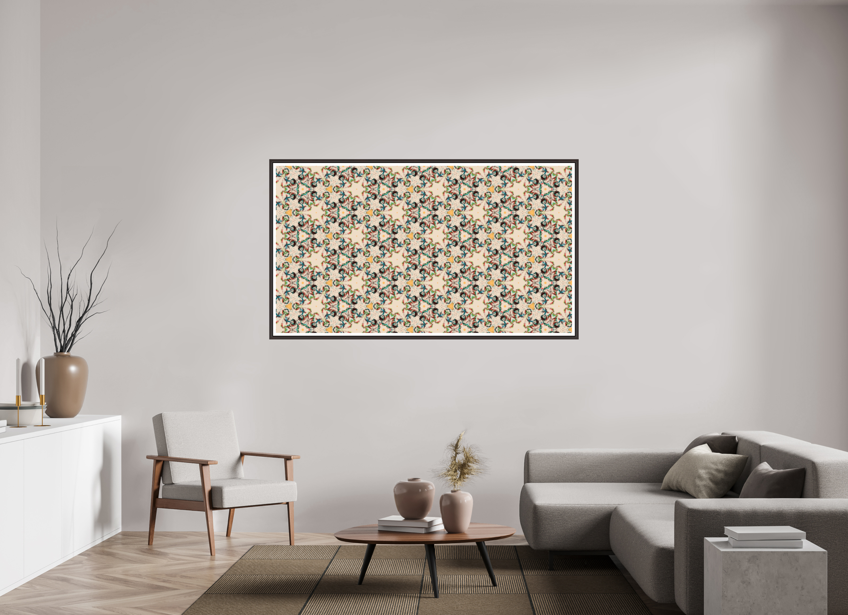 70 x 39.4″, Floater Frame (Alder Brown) Rose Garden