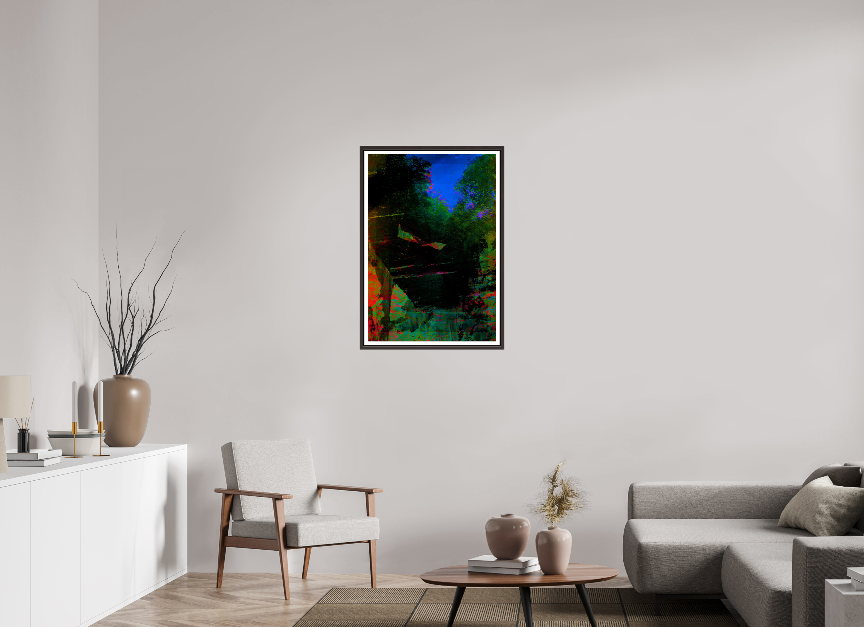 24 x 35.1″, Floater Frame (Alder Brown) greens