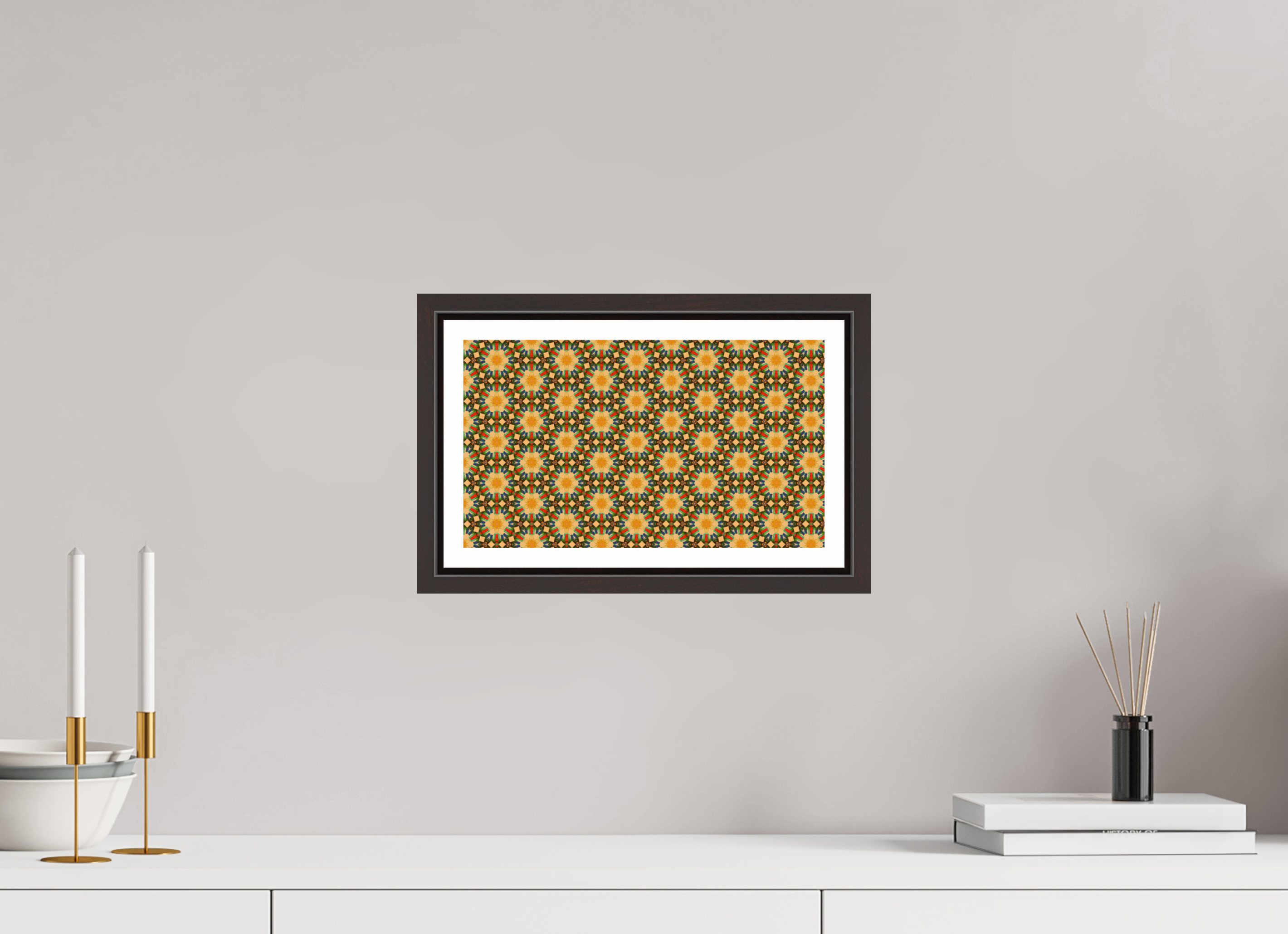12 x 6.8″, Floater Frame (Alder Brown) Harmony, Respect, Purity, and Tranquility