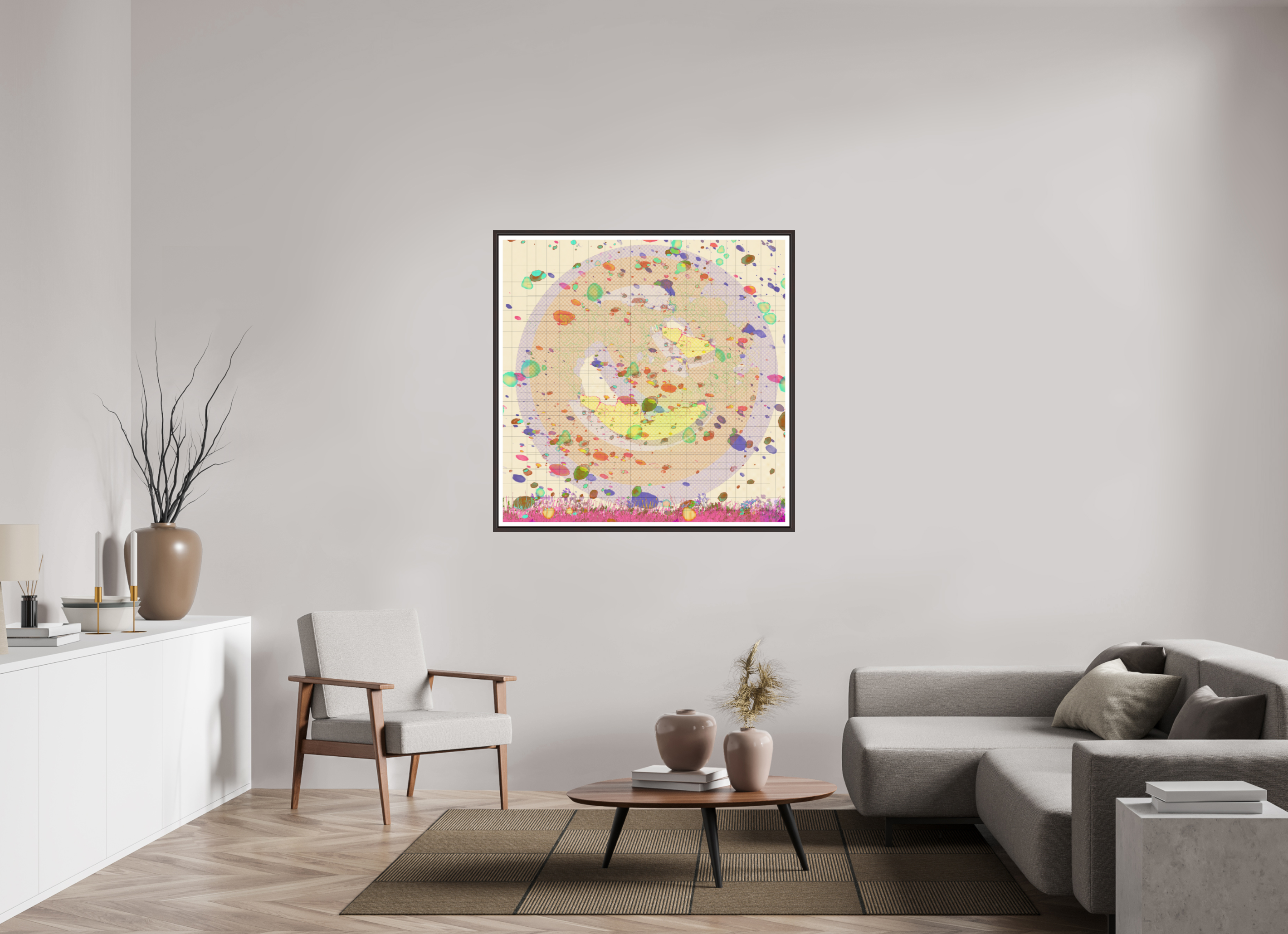 45 x 45″, Floater Frame (Alder Brown) Grids