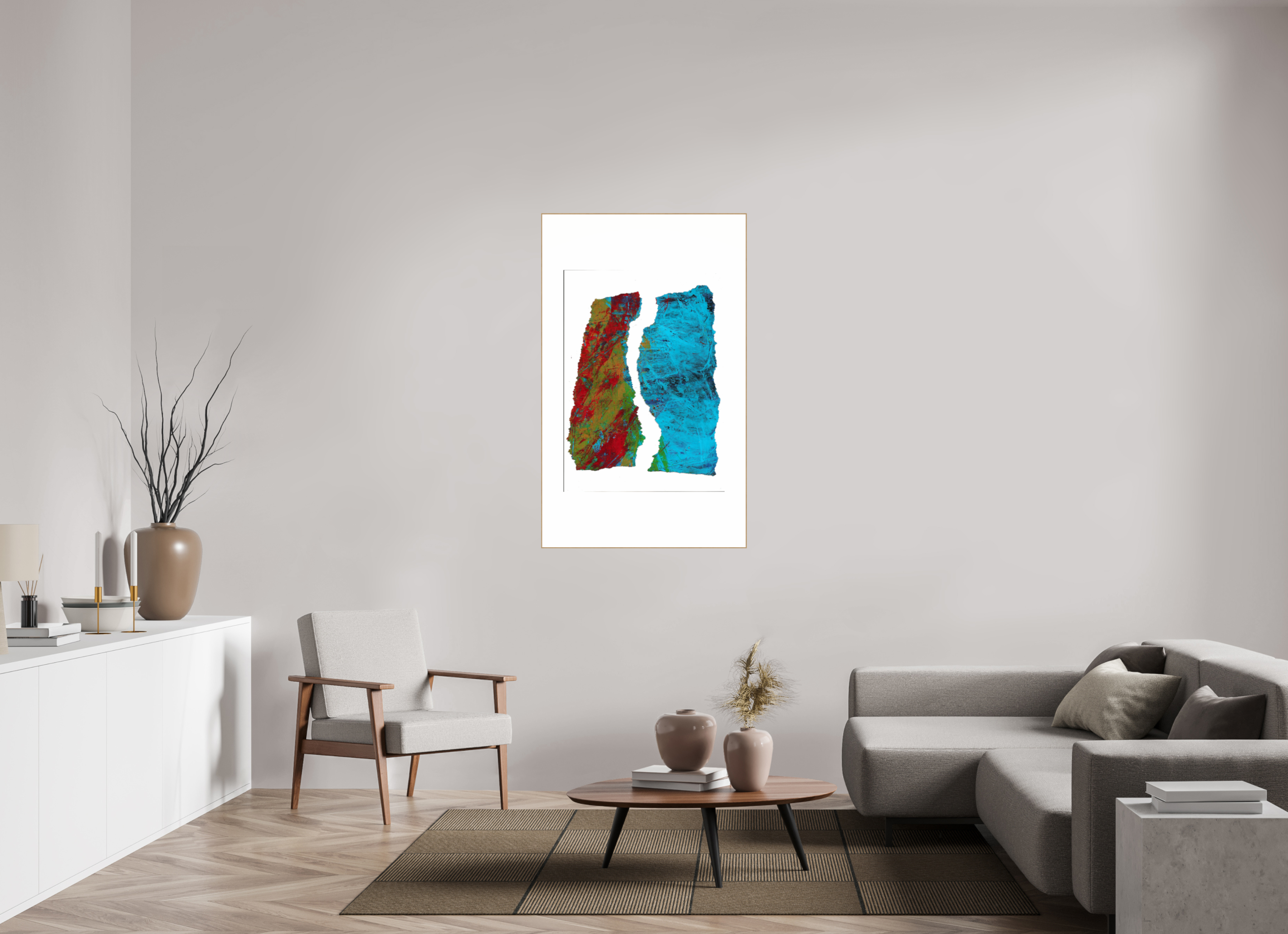 31 x 51.7″, Solid Wood ArtBox (Oak) Earth & Water