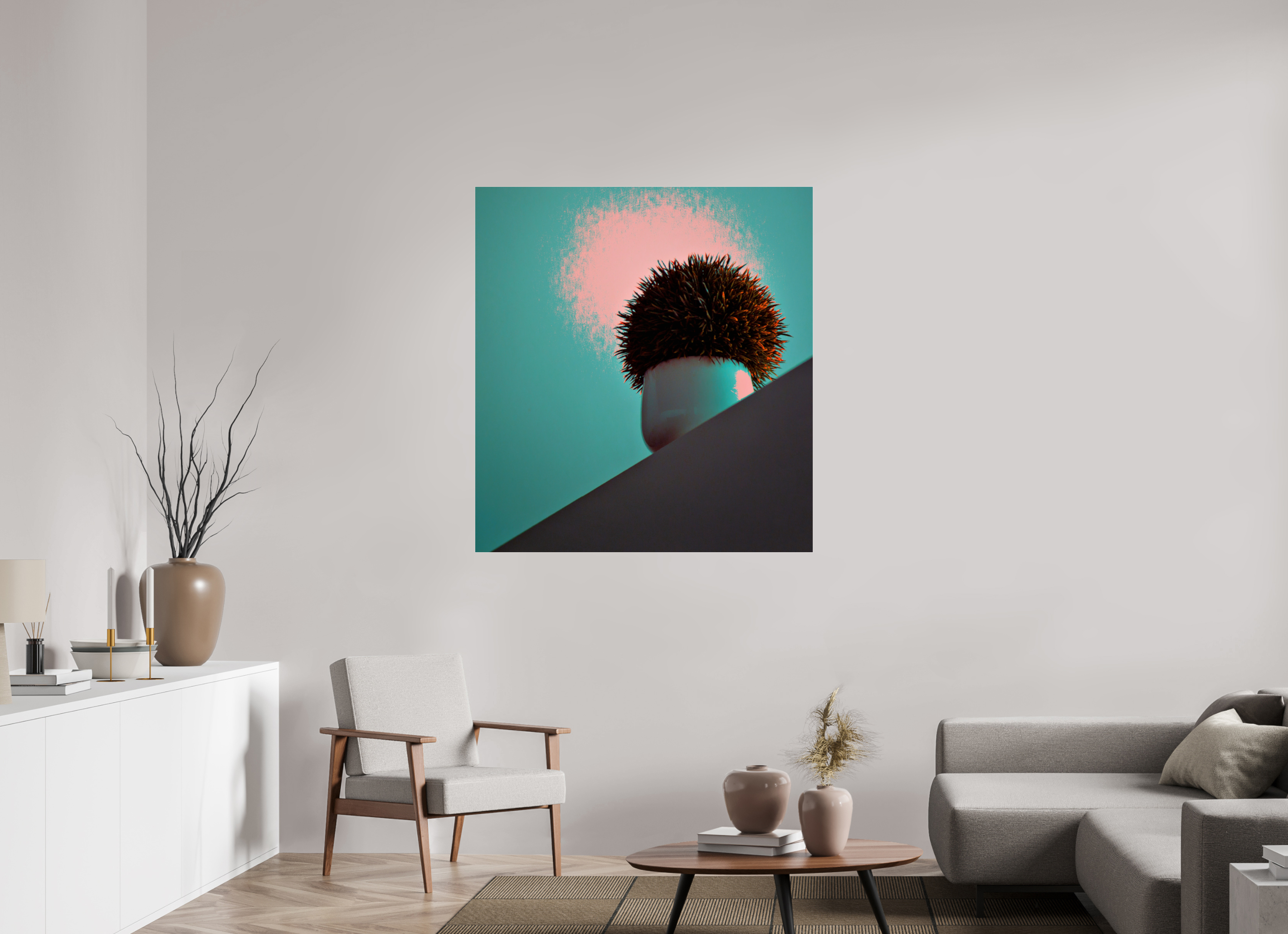 43 x 46.5″, Photo Print Under Acrylic Glass Fake Plants
