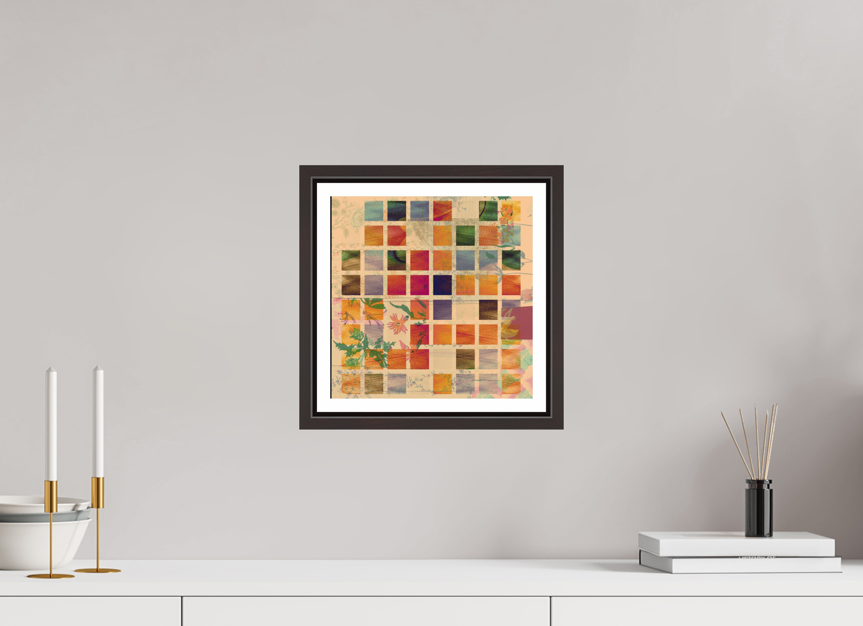 10 x 10″, Floater Frame (Alder Brown) Earth Tones