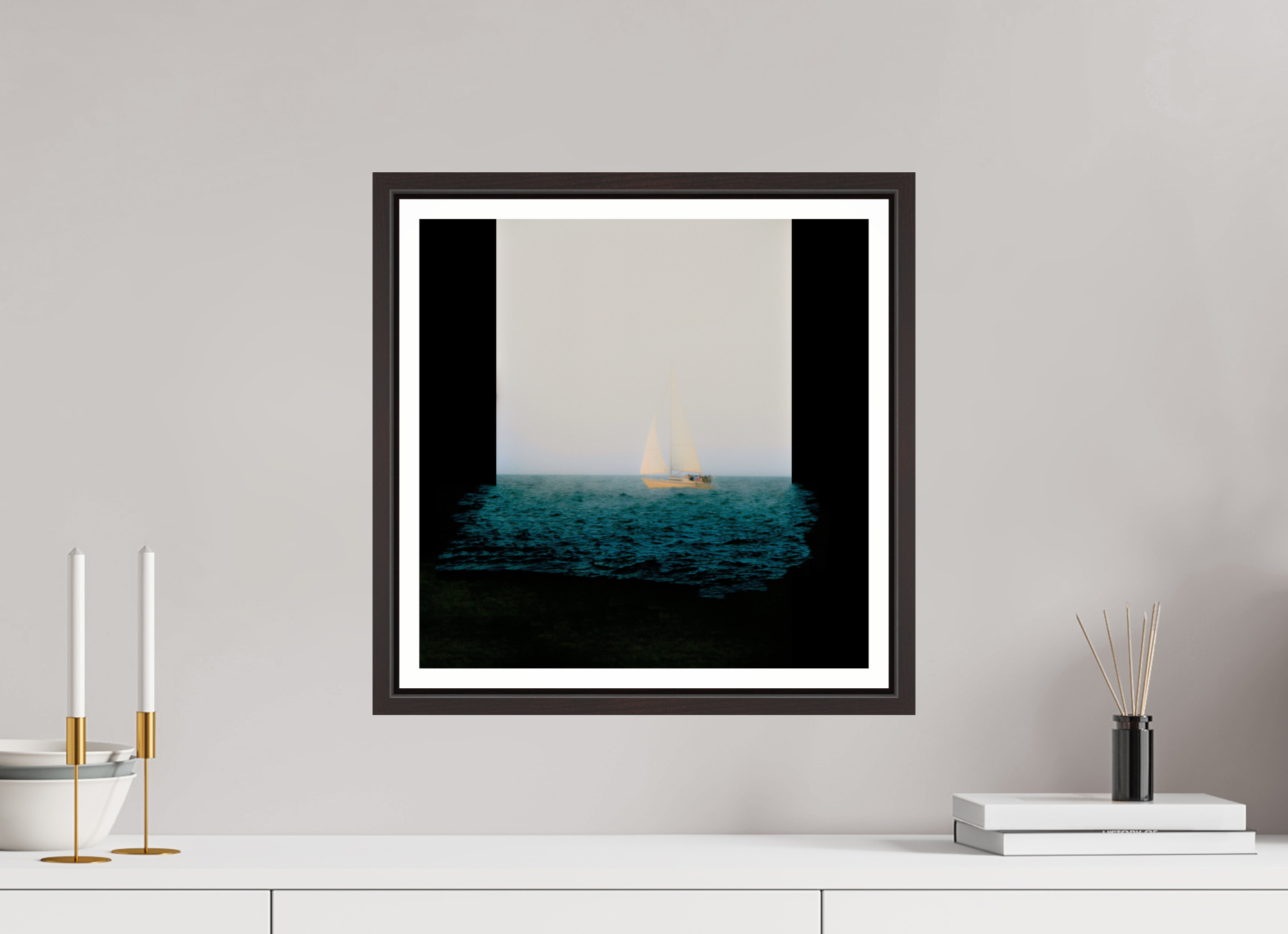 15 x 15″, Floater Frame (Alder Brown) sleeps